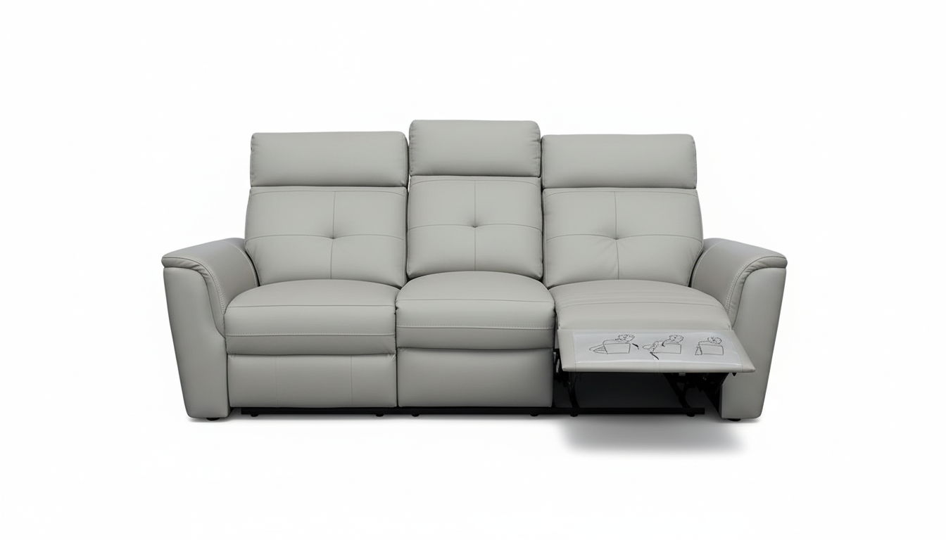 8501 - Sofa With 2 Manual Recliners - Light Gray
