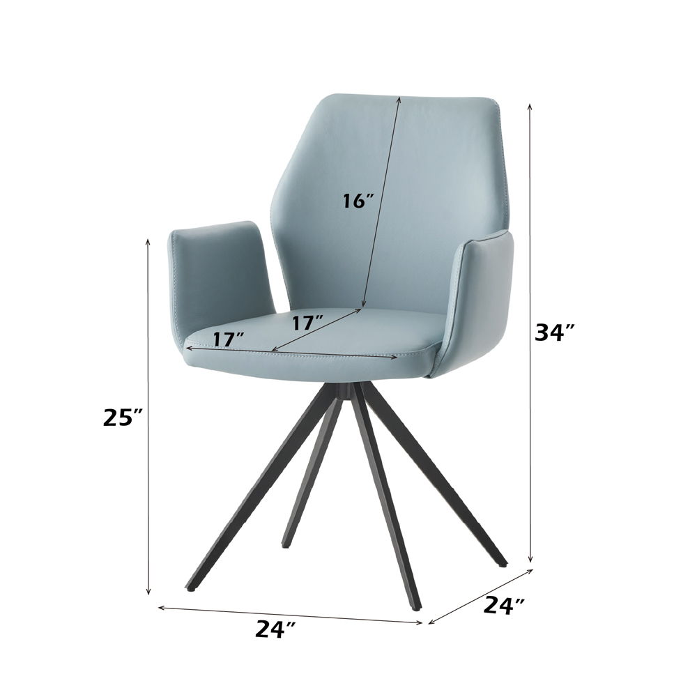 Segismunda - Arm Chair With Swivel - Light Blue Leather & Black, light blue, view 7