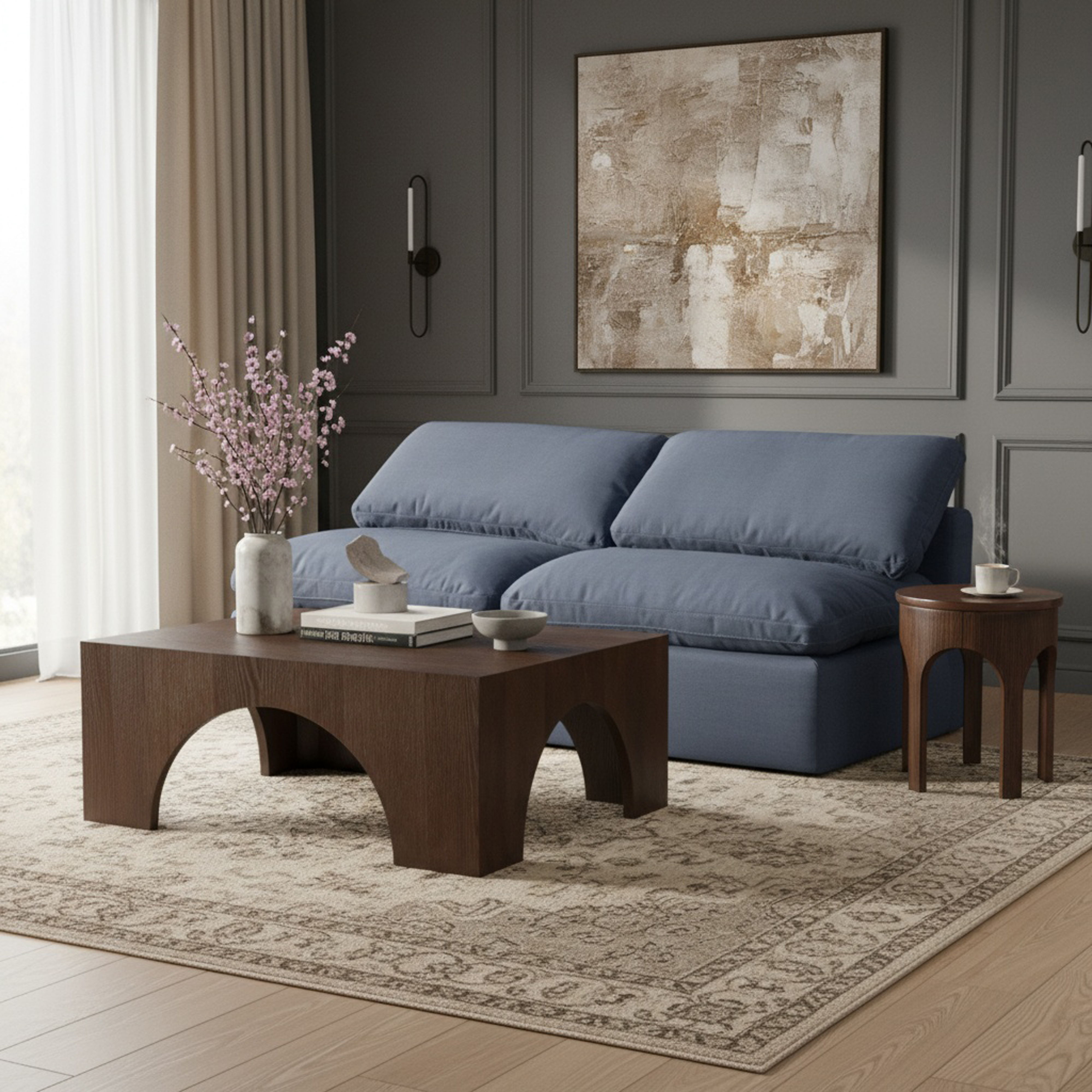 Indulge - Linen 2 Piece Modular Armless Sofa - Navy