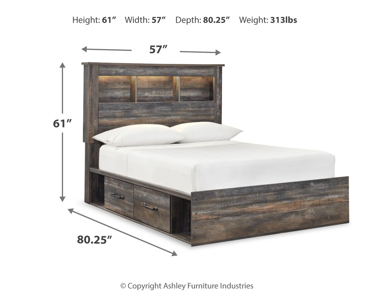 Ashley Furniture Drystan - Full Bookcase Bed With 4 Storage Drawers - Multi - Image 3