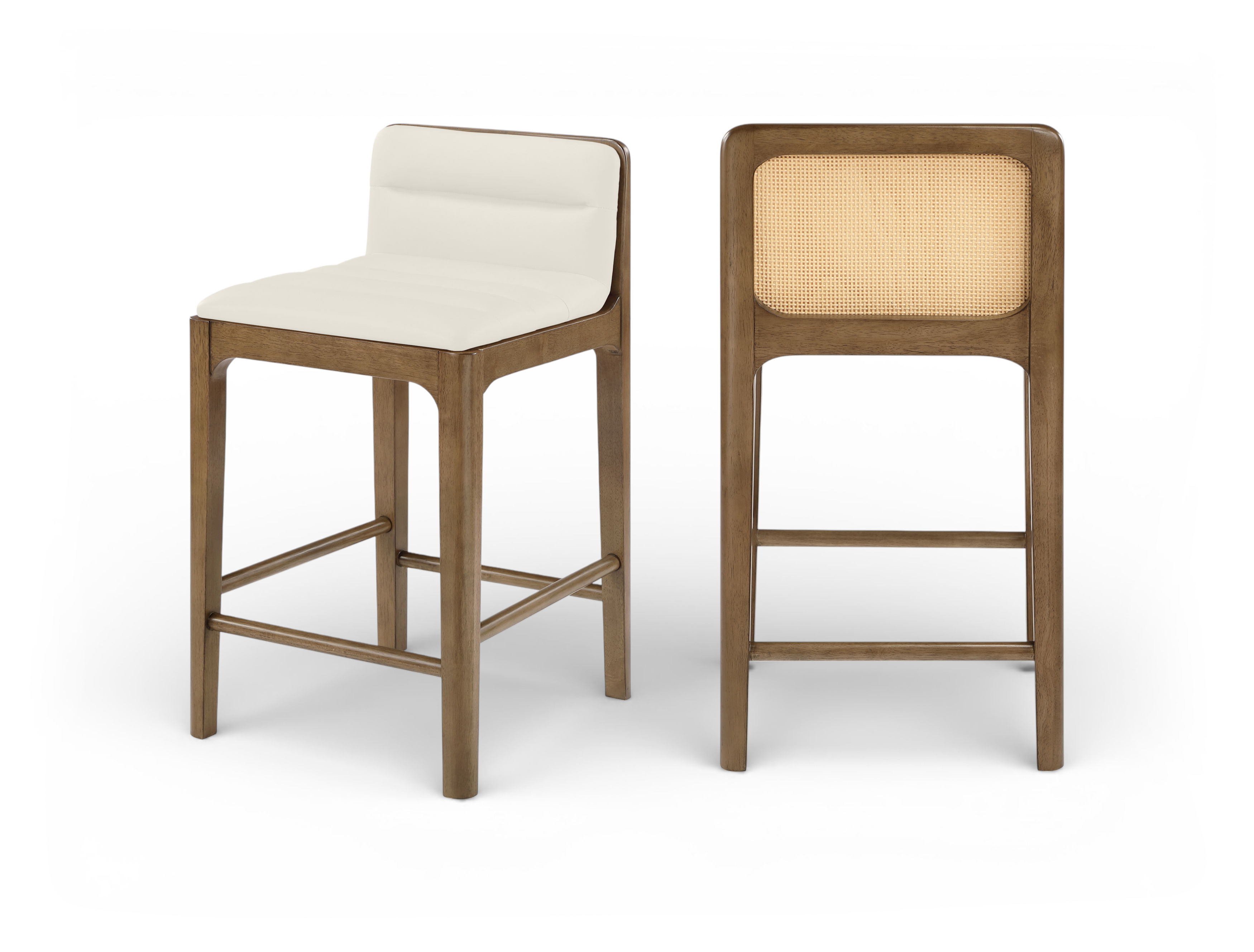 Ellis - Vegan Leather Upholstered Counter Stool (Set of 2) - Cream