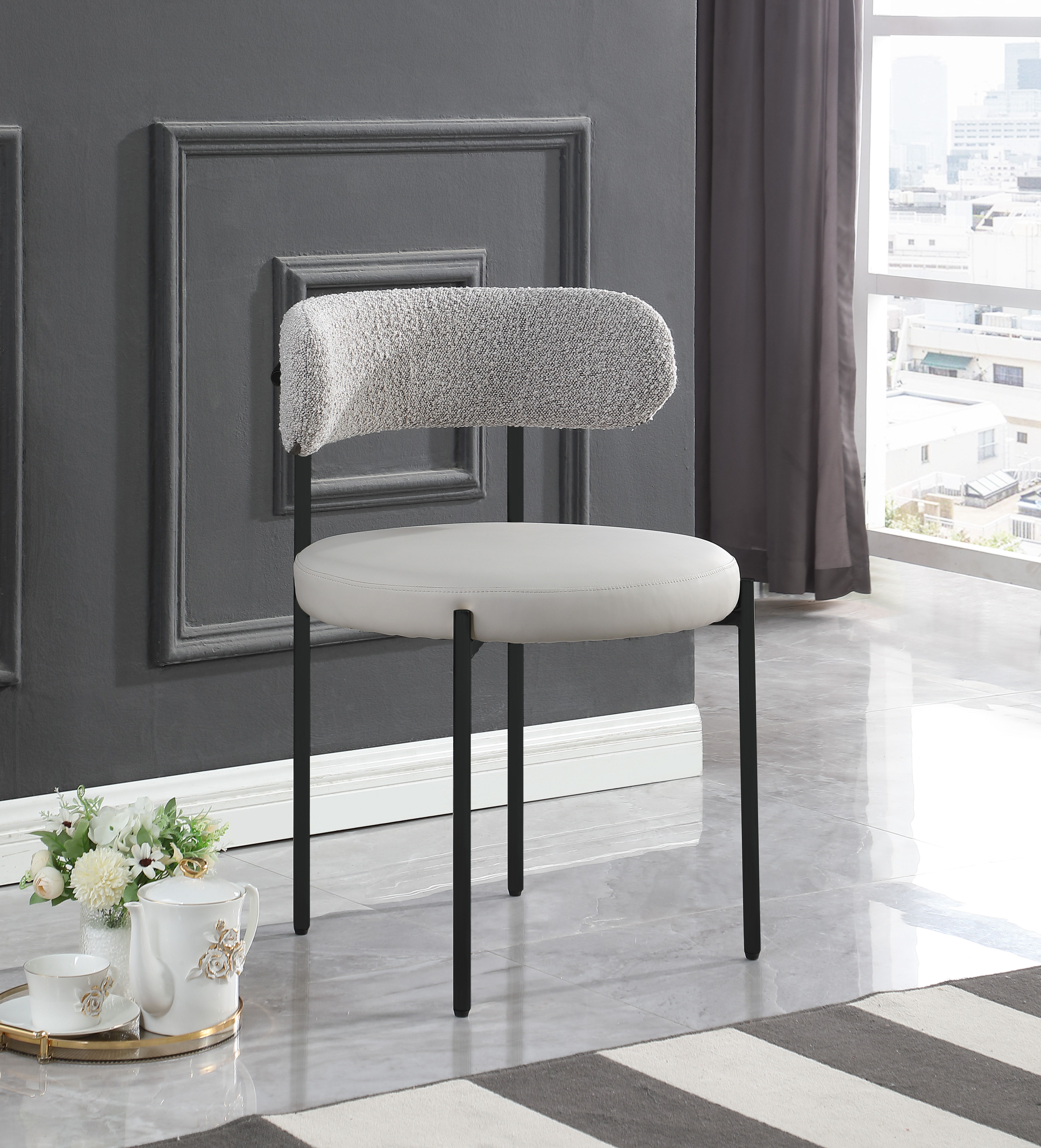 Beacon - Faux Leather Dining Chair With Black Legs (Set of 2) - Taupe