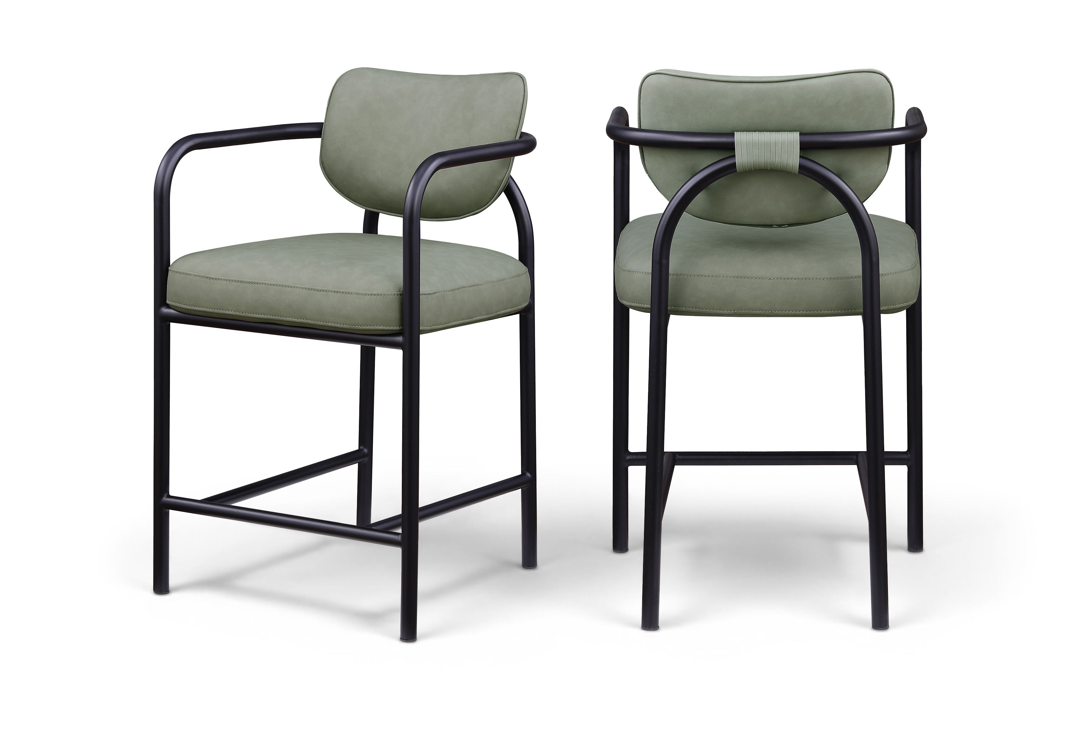 Serava - Vegan Leather Upholstered Counter Stool - Green