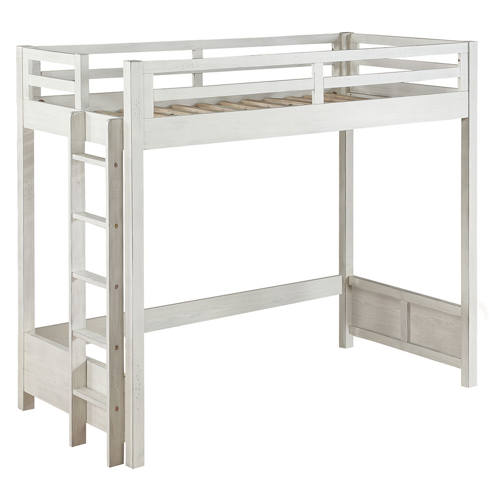 Celerina - Twin Loft Bed - Weathered White, white
