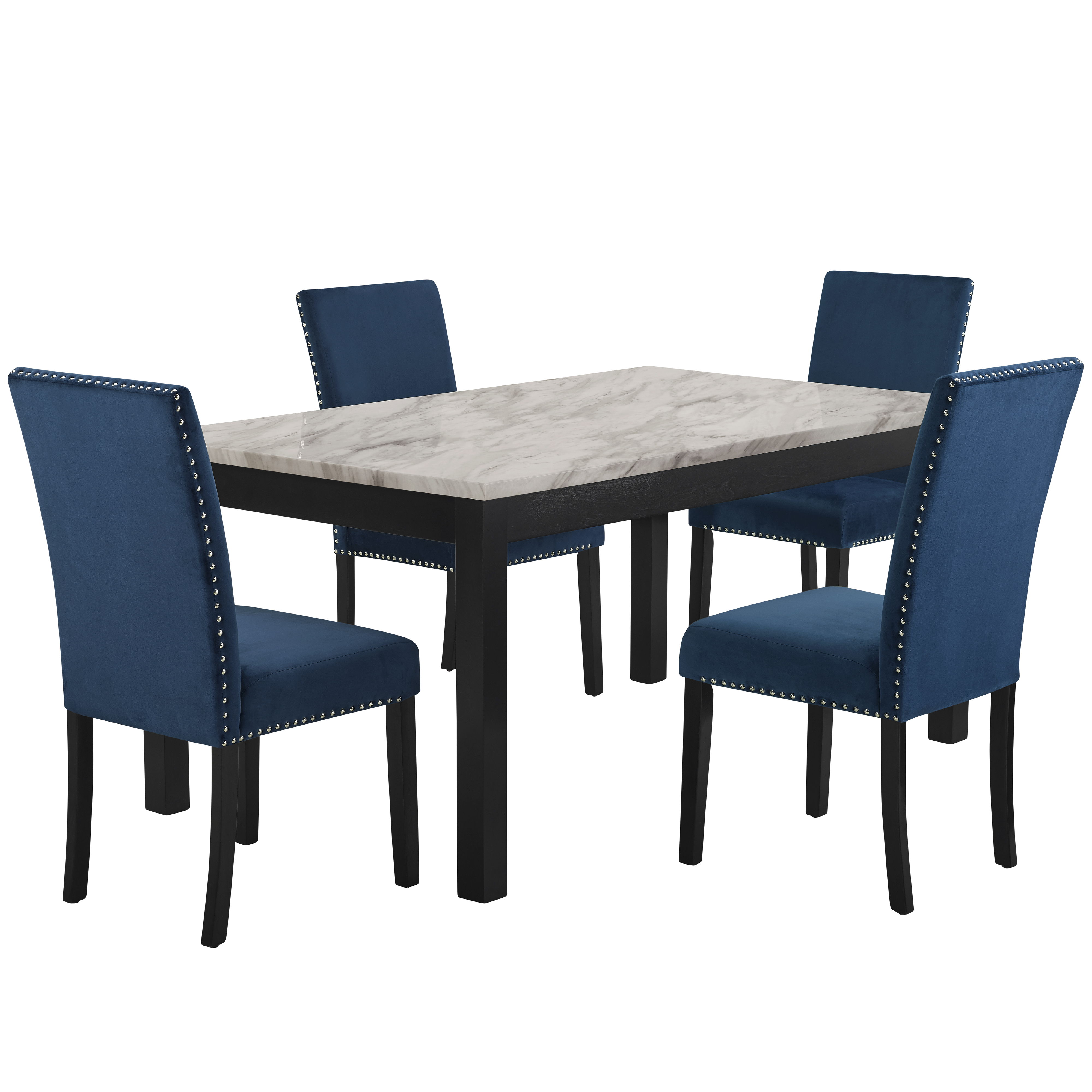 Celeste - Dining Table With 4 Chairs - Black / Blue