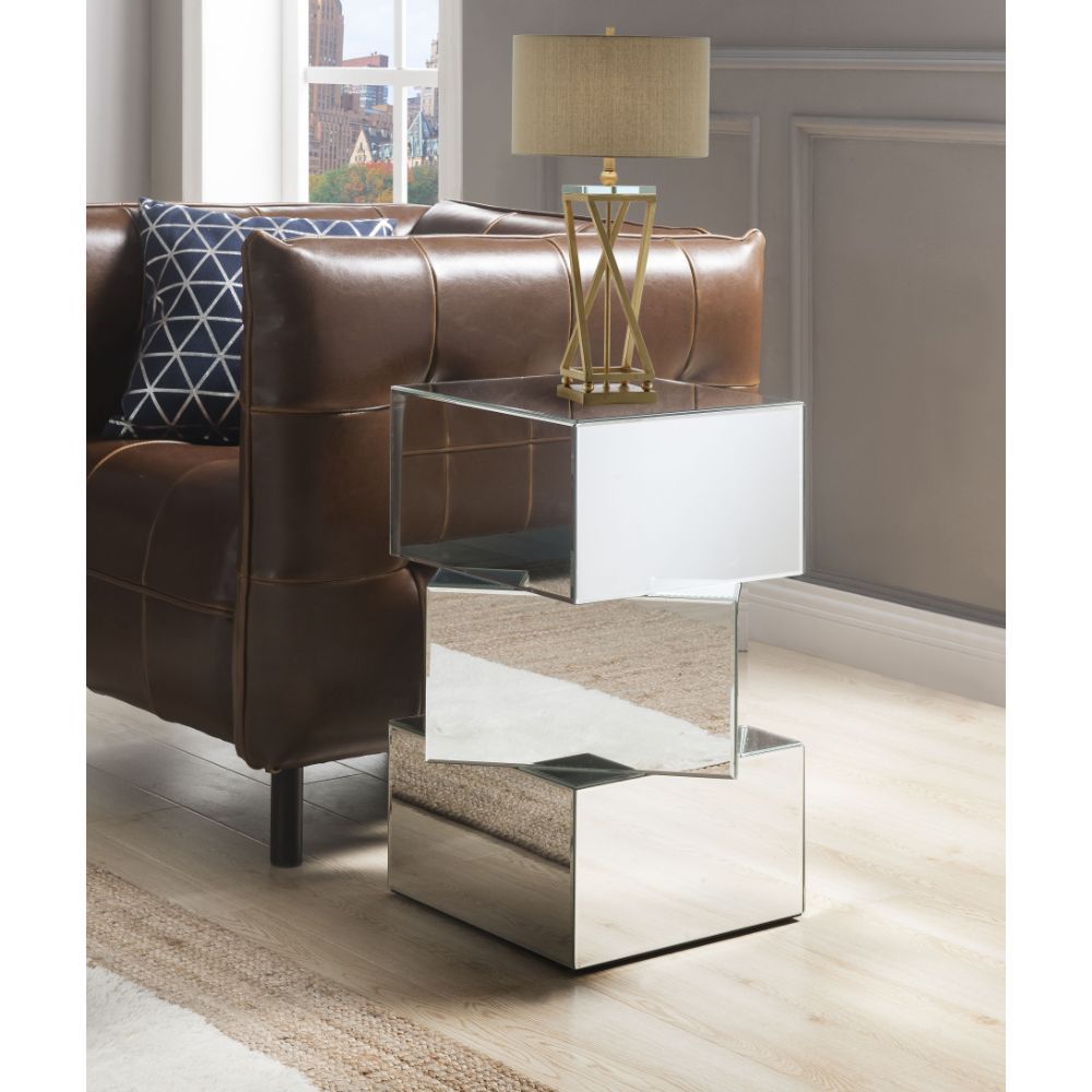 Dominic - 20" End Table - Mirrored, silver, view 2