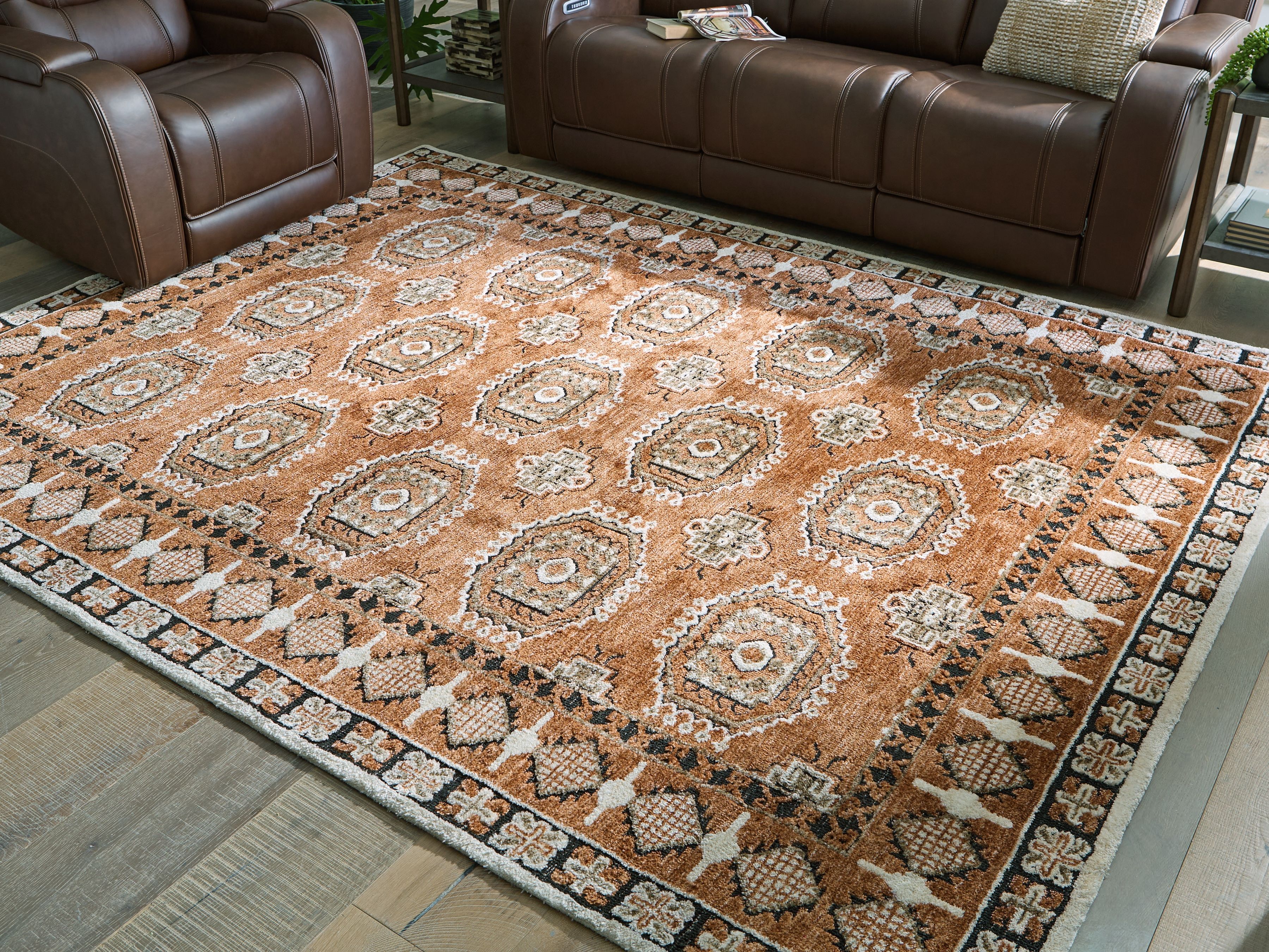 Qaabiz - 8' x 10' Rug - Sienna / Ivory / Black