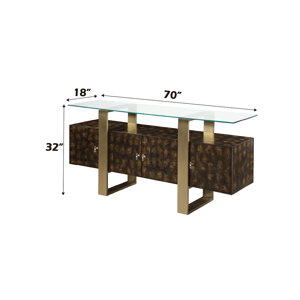 Mabyn - Console Cabinet - Brass & Antique Brown, dark brown, view 6