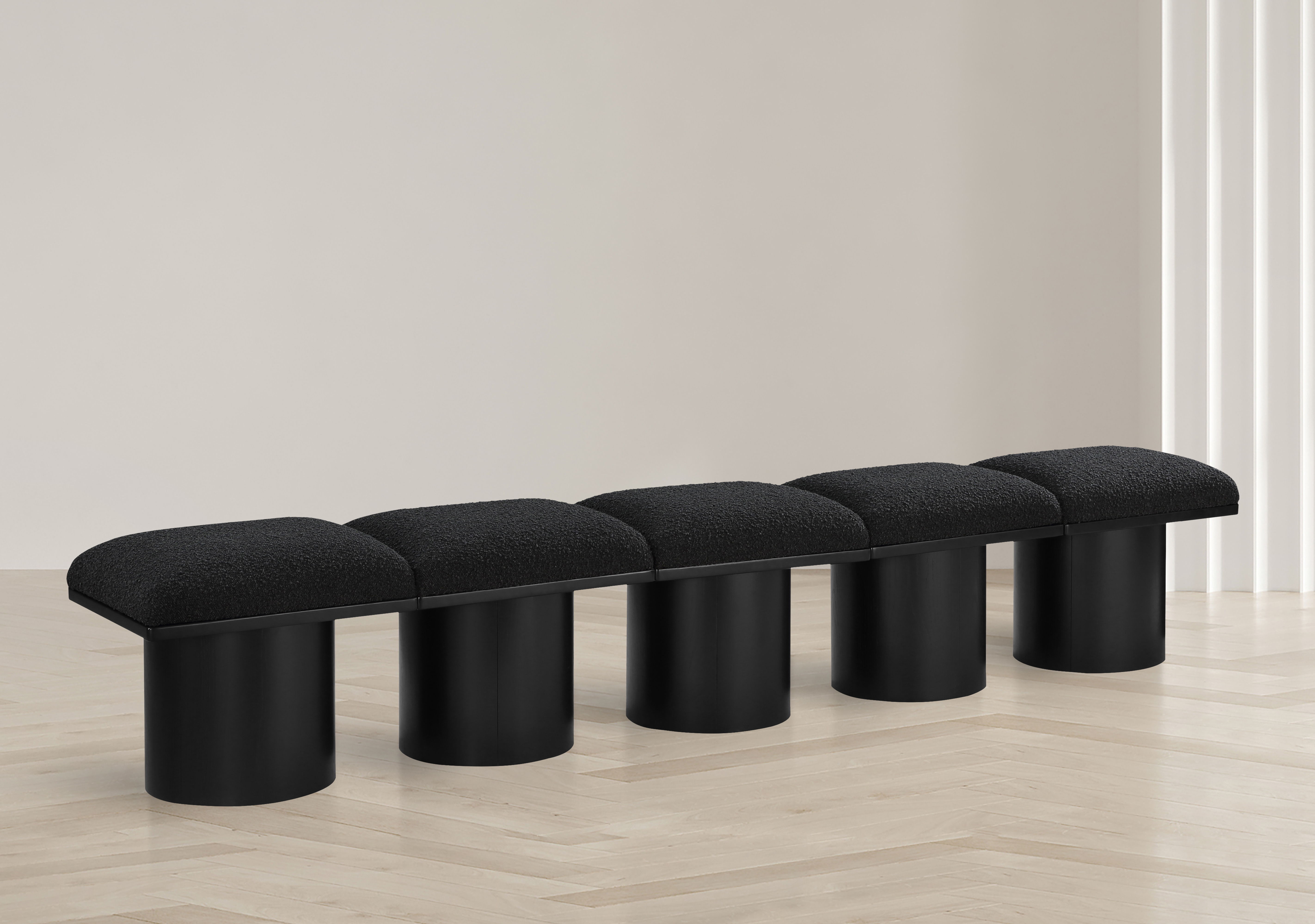 Pavilion - 90" 5 Piece Modular Bench With Black Base - Black