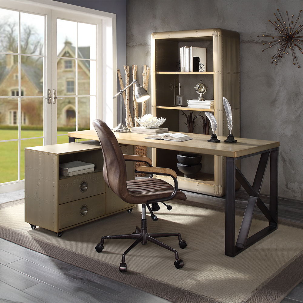 Jennavieve - Bookcase - Gold Aluminum, beige, view 4