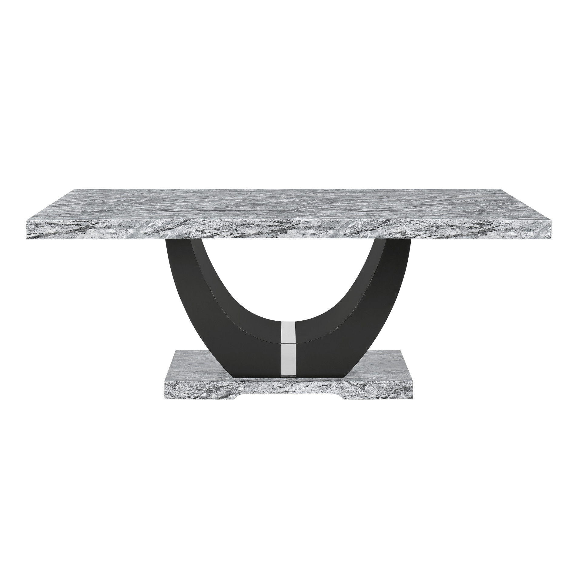 Lyra - Dining Table Top And Base Bottom - Gray Faux Marble