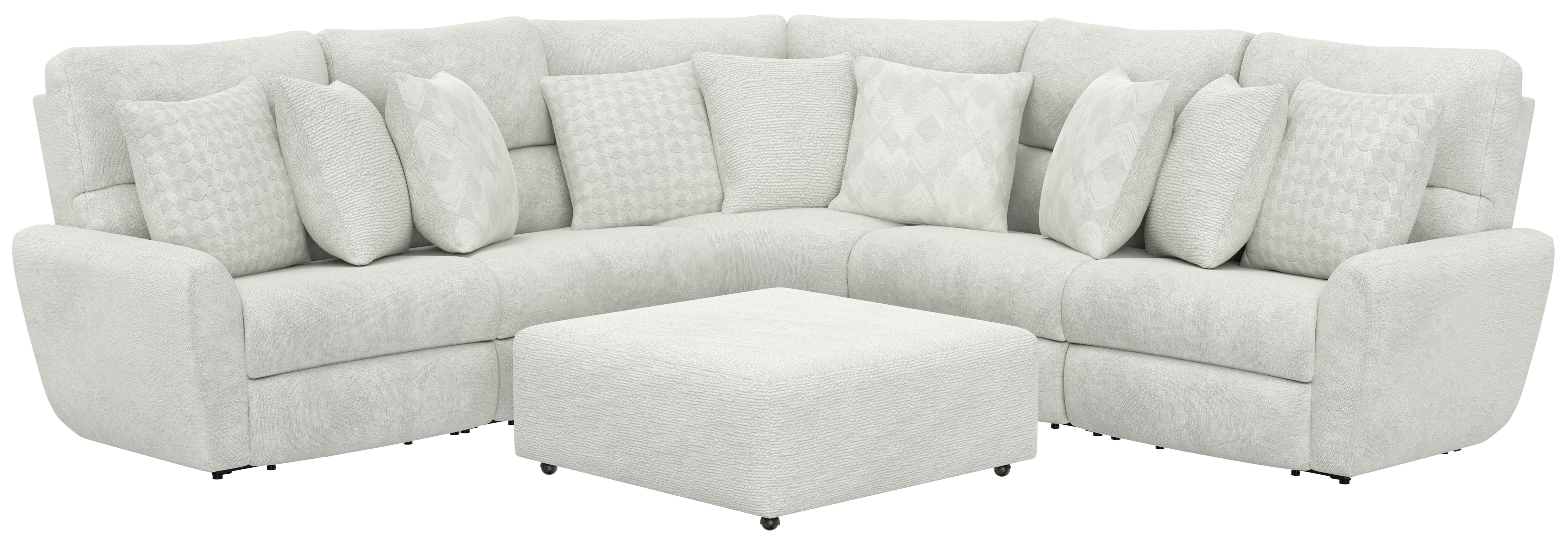 Majesty - 3 Piece Deep Seating Power Reclining Sectional With 1 Castered Cocktail Ottoman - White