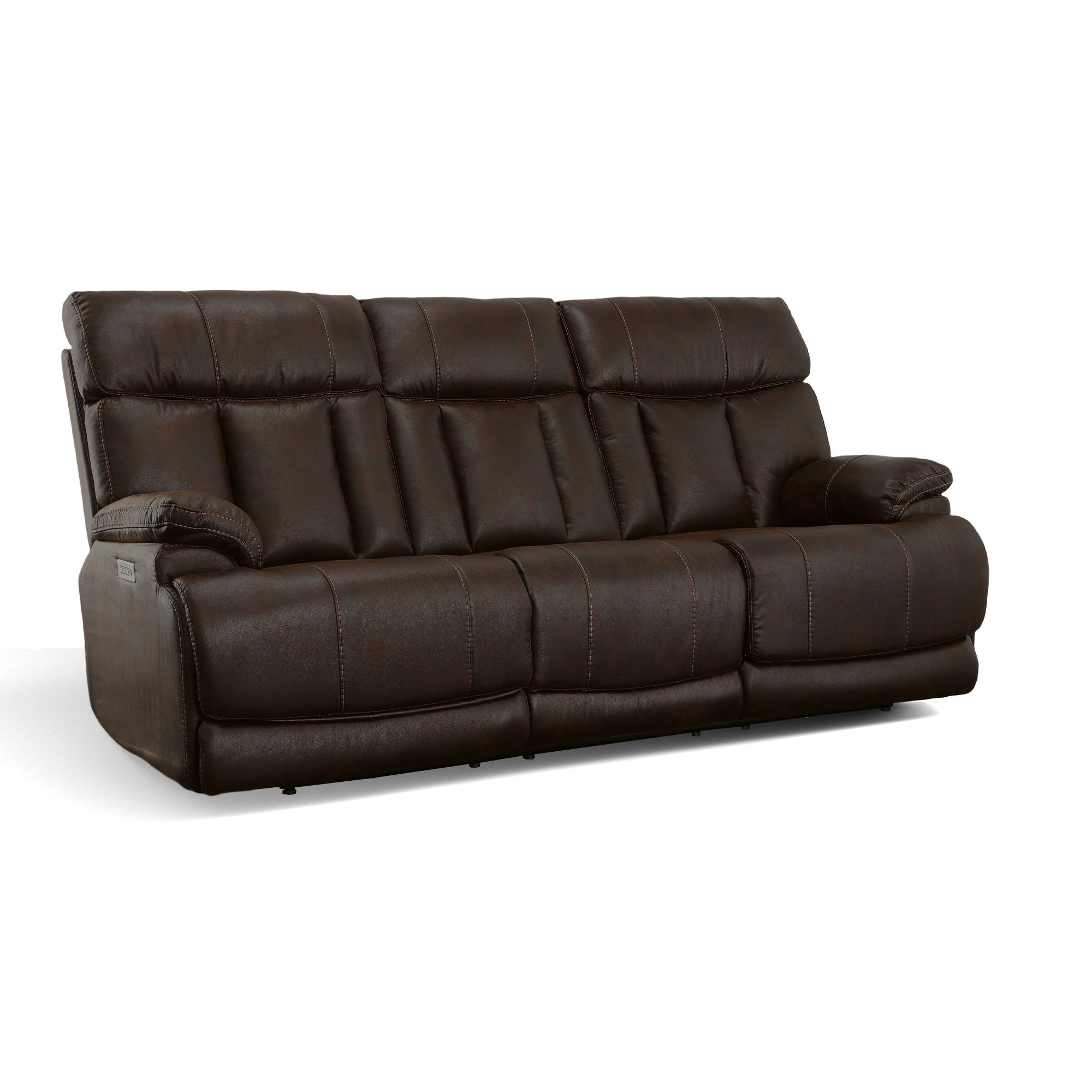 Clive - Power Reclining Sofa With Power Headrests & Lumbar - Clove, dark brown