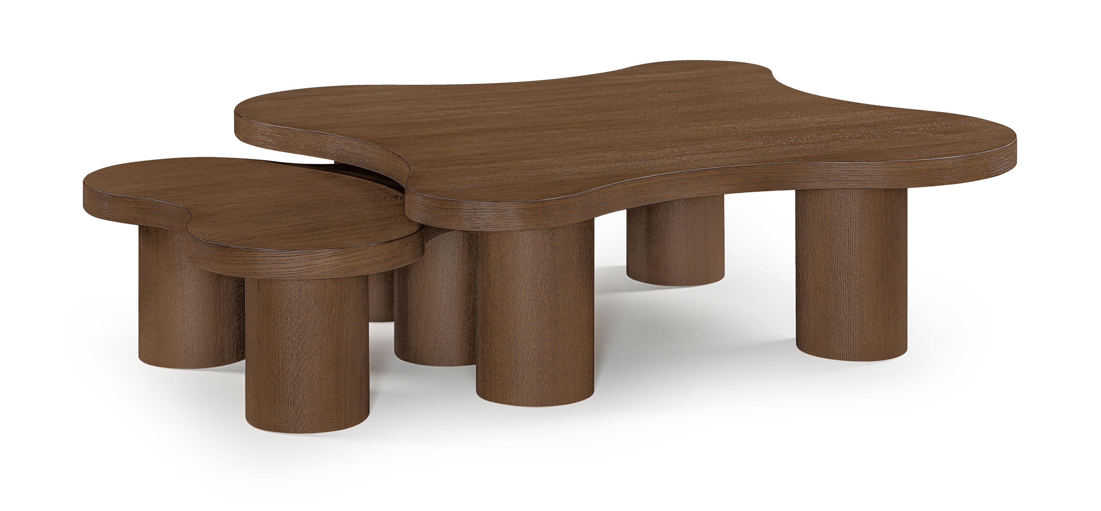 Cove - Oak Veneer And Solid Wood 2 Piece Coffee Table - Brown Walnut