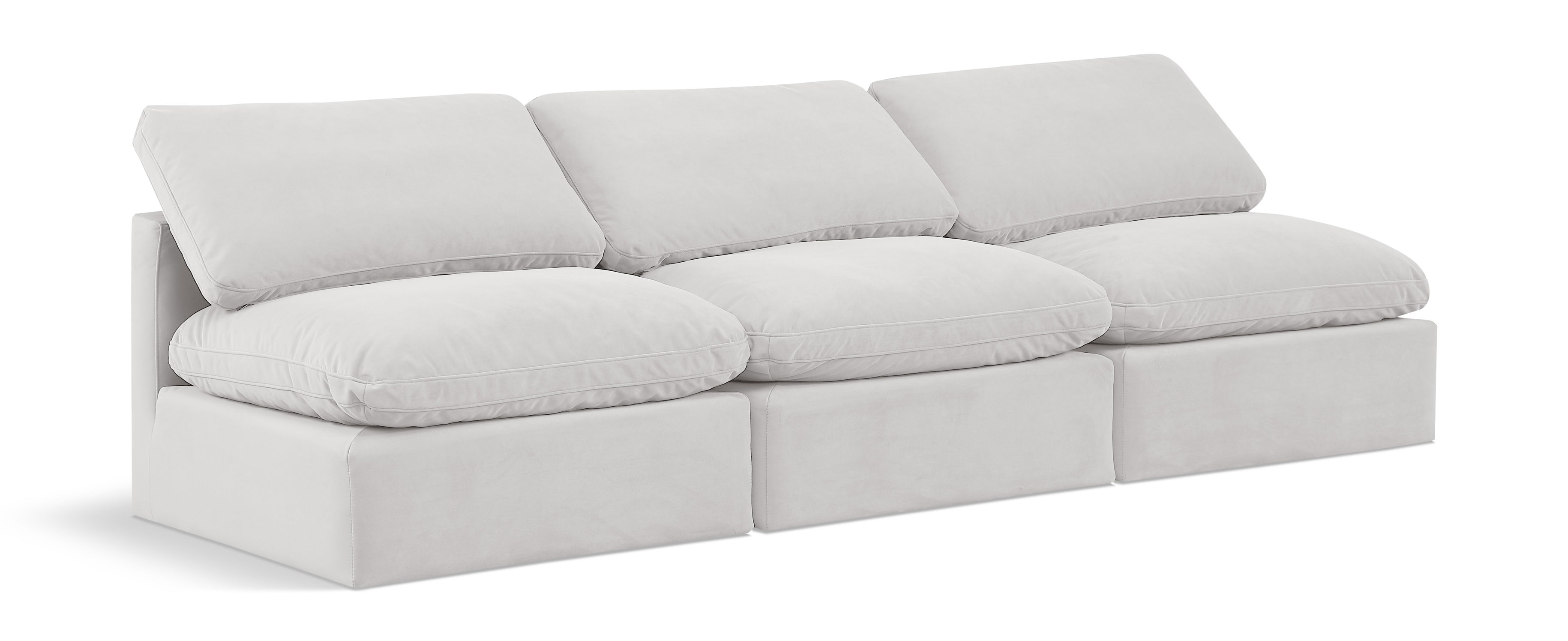 Indulge - Velvet 3 Seat Modular Armless Sofa - White