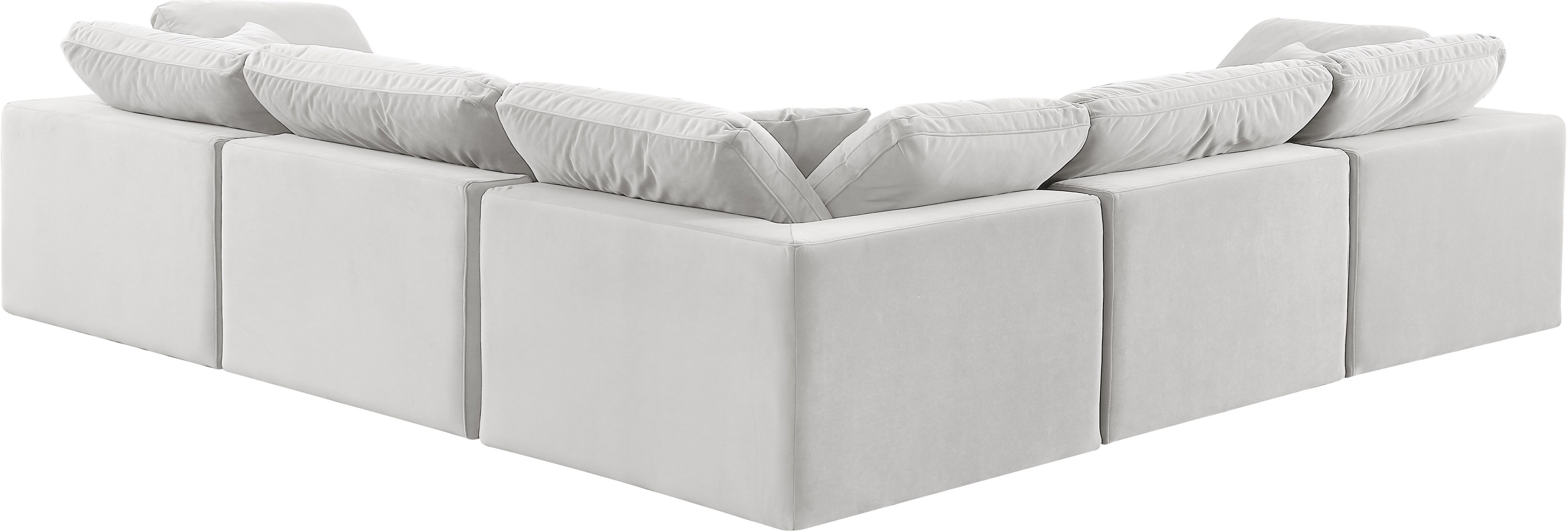 Comfy - 5 Piece Velvet Modular Corner Sectional - White