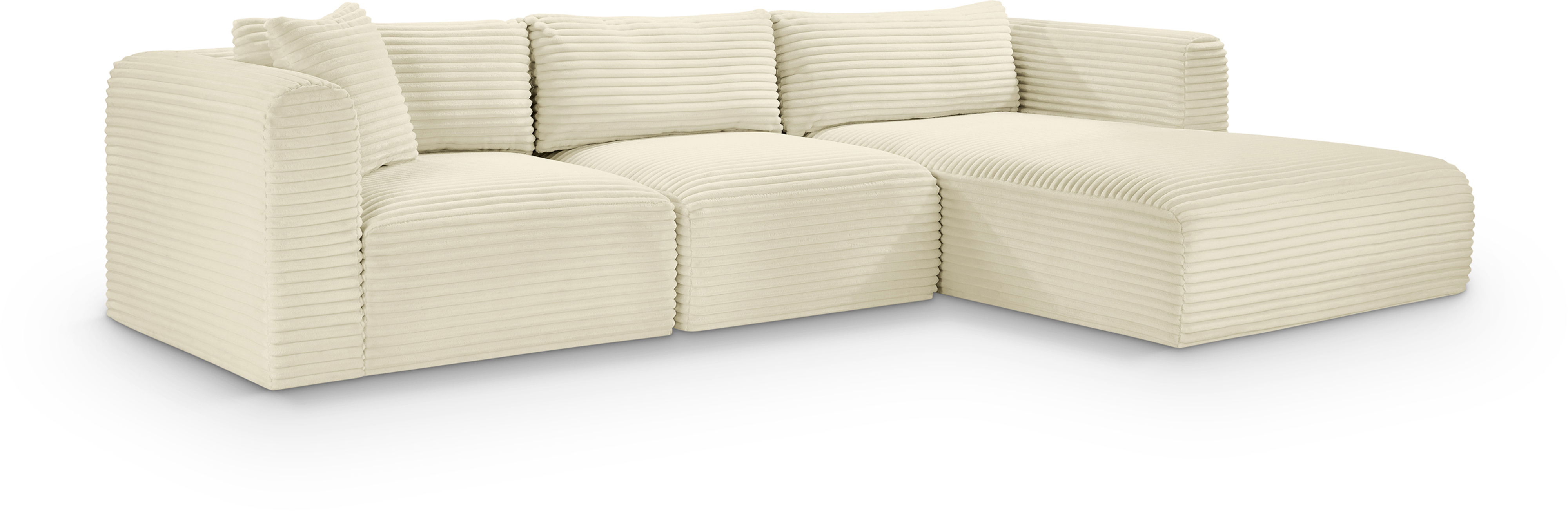 Shaggy - 3 Piece Modular Sectional - Cream