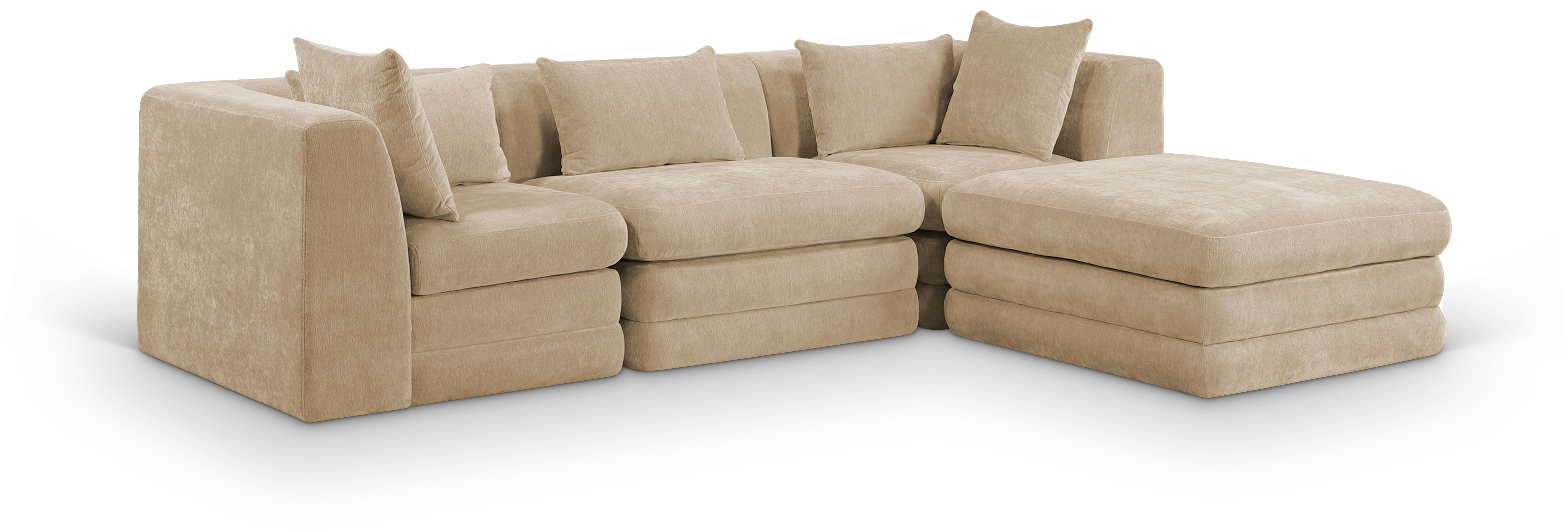 4 Pc · Chenille Fabric 114" Upholstered Modular Sectional