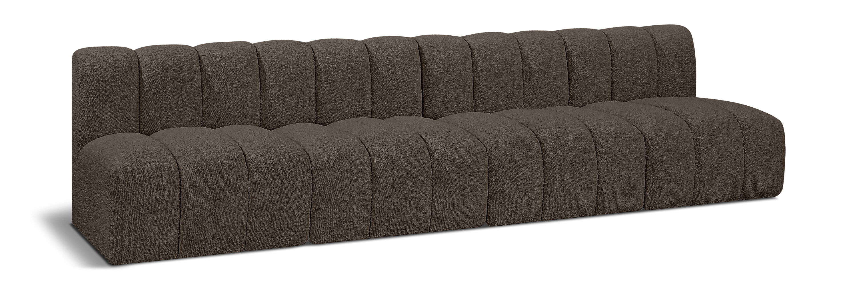 Arc - Boucle Fabric 4 Seats Modular Sofa - Brown