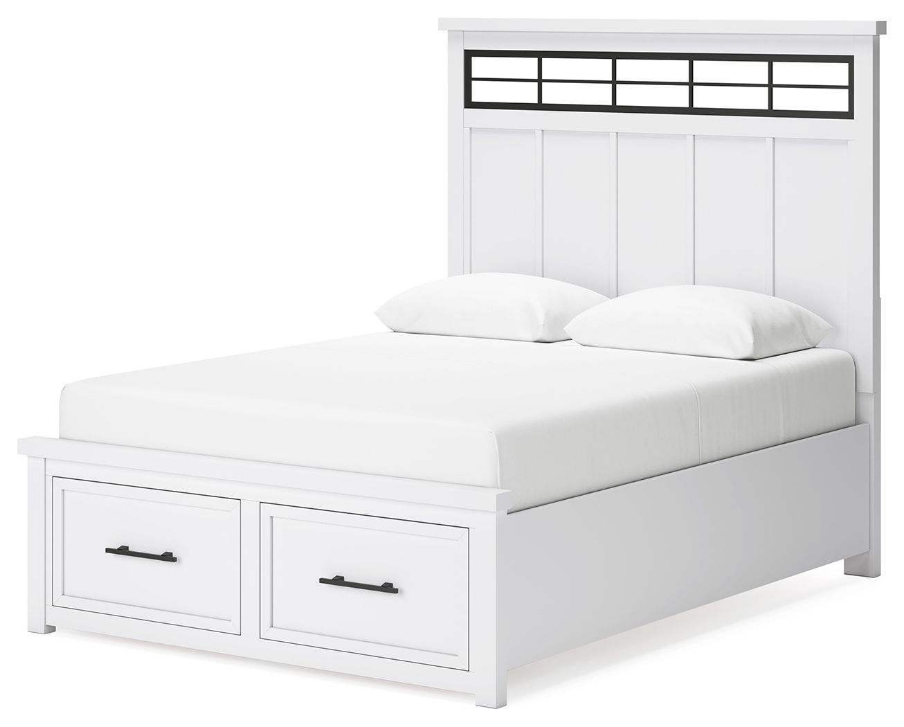 Ashley Furniture Ashbryn - 5 Pc. - Dresser, Mirror, Queen Panel Storage Bed - White / Natural - Image 8