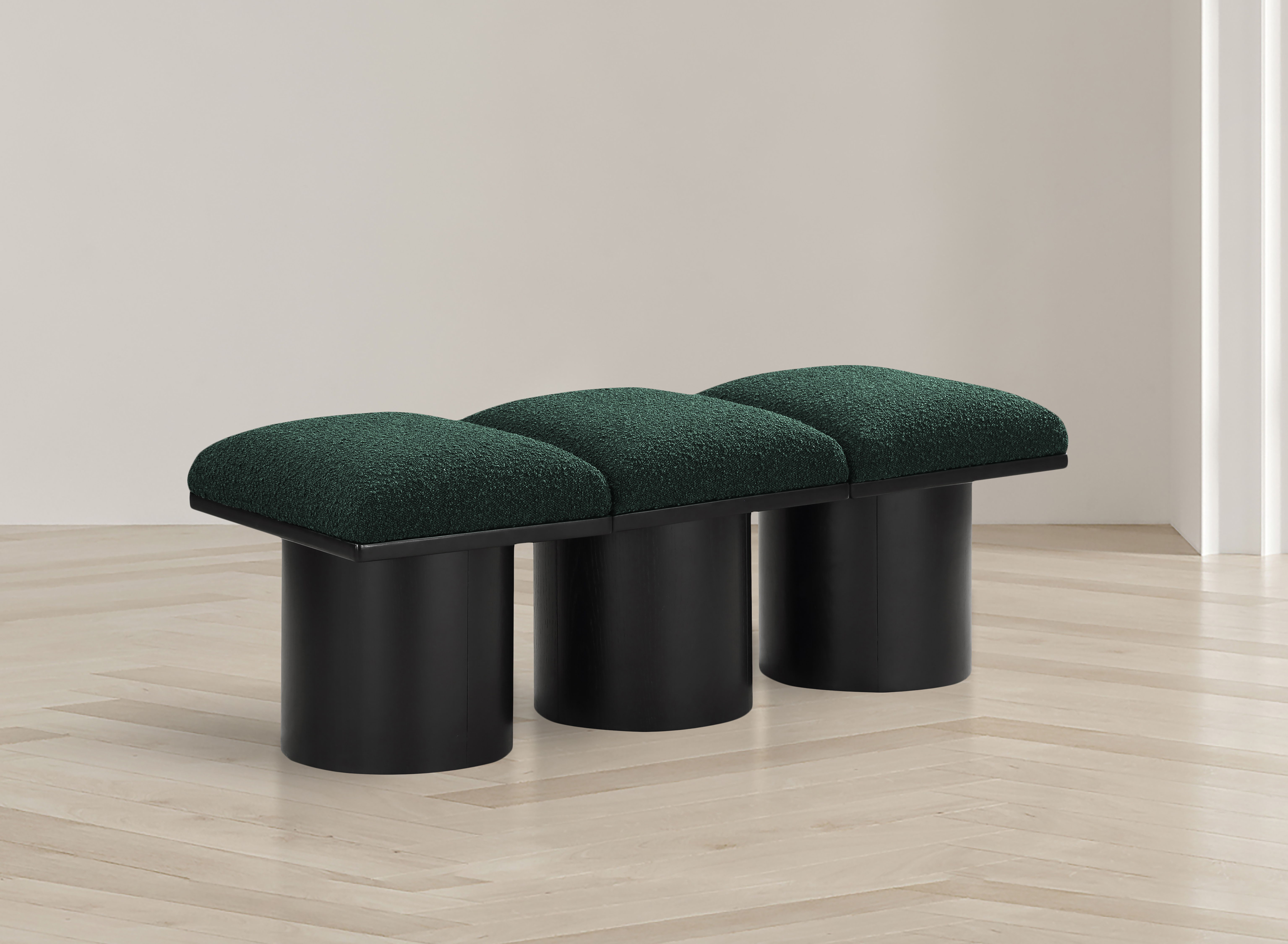 Pavilion - 46.5" 3 Piece Modular Bench With Black Base - Green
