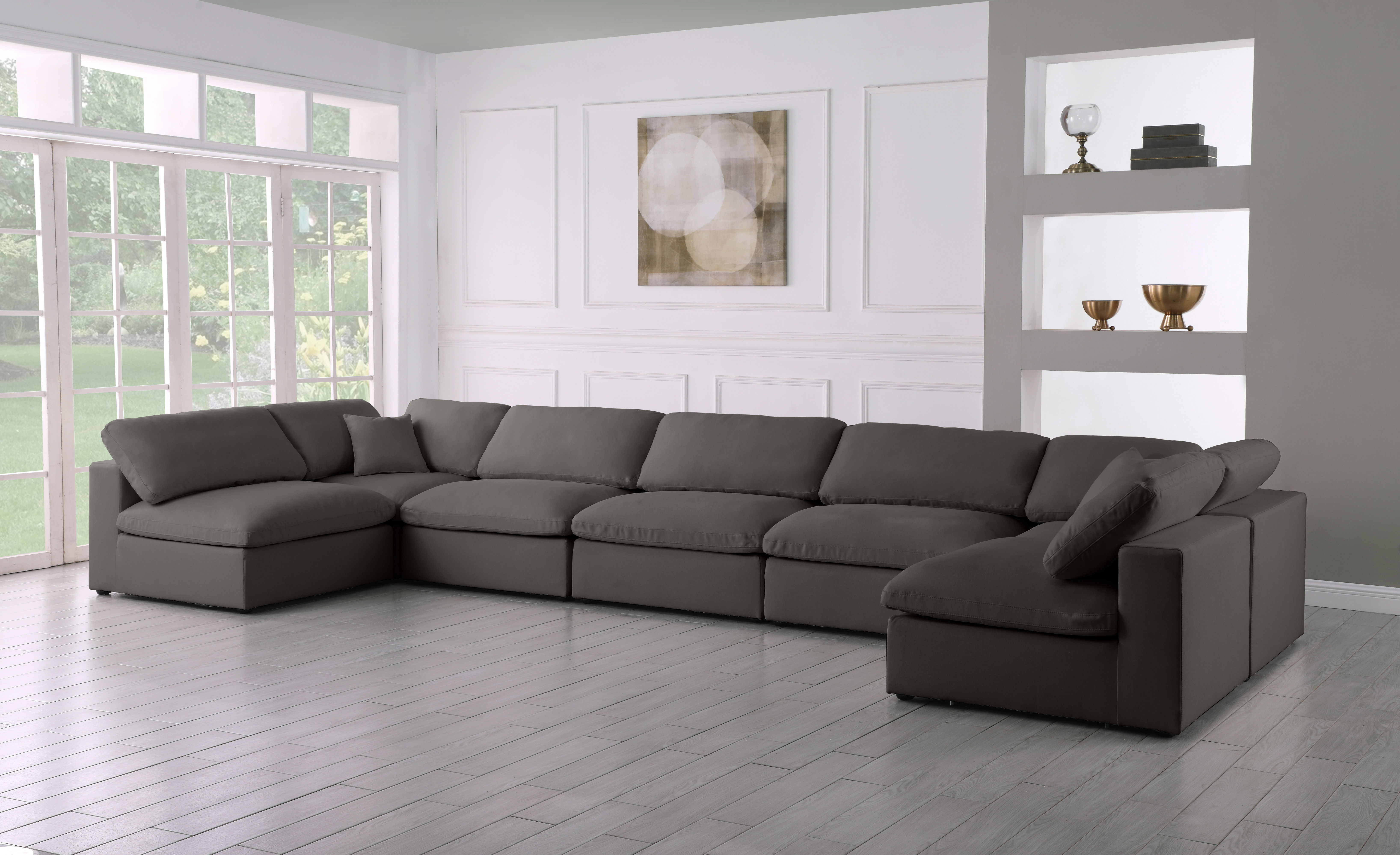 Plush - 7 Piece Modular U-Shaped Sectional - Gray