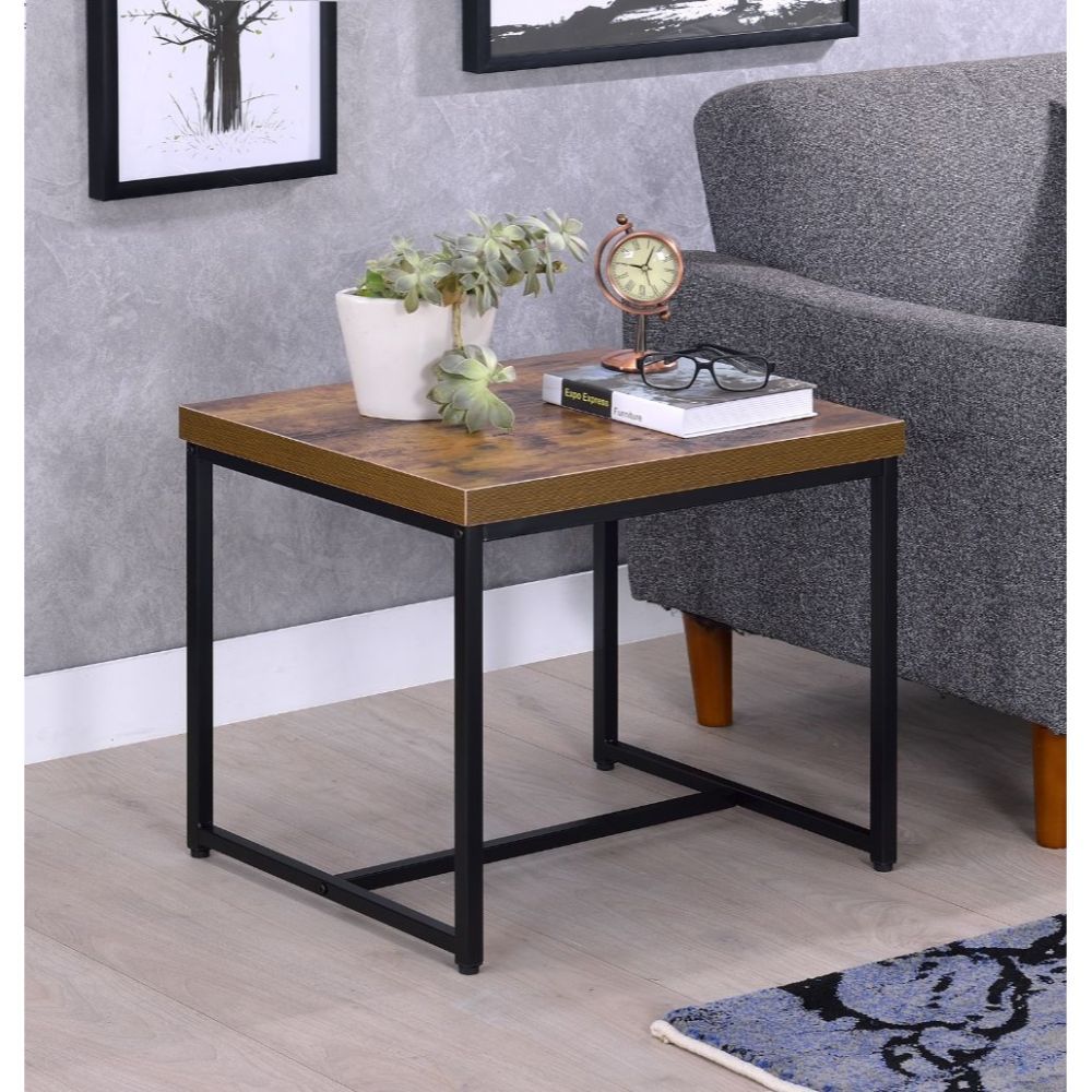 Bob - End Table - Weathered Oak & Black, light brown, view 4