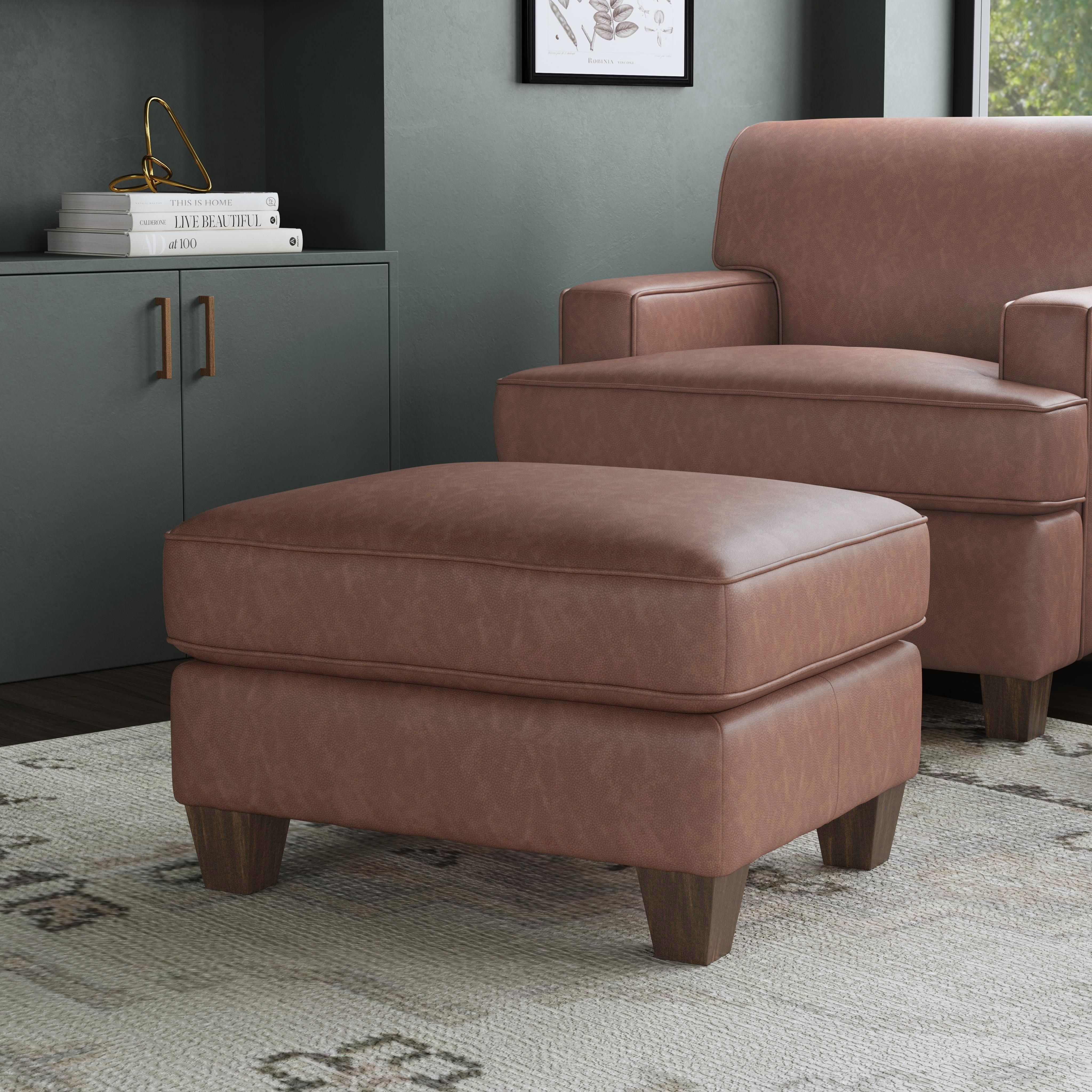 Dempsey - Leather Ottoman, beige