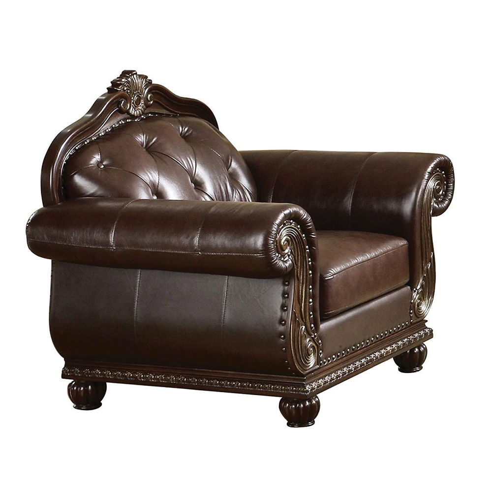 Anondale - Chair - Espresso Top Grain Leather Match & Cherry, black, view 2