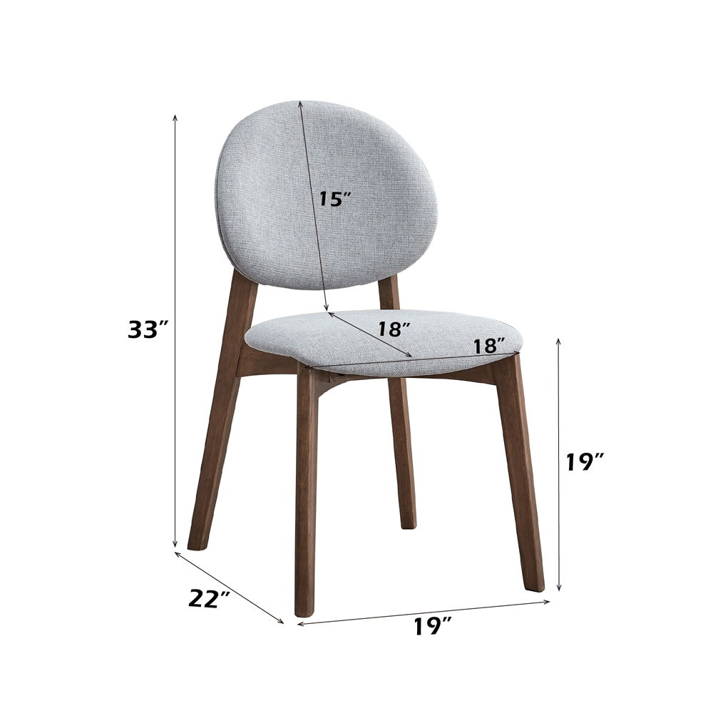 Hadasa - Side Chair (Set of 2) - Light Gray & Walnut, light gray, view 4