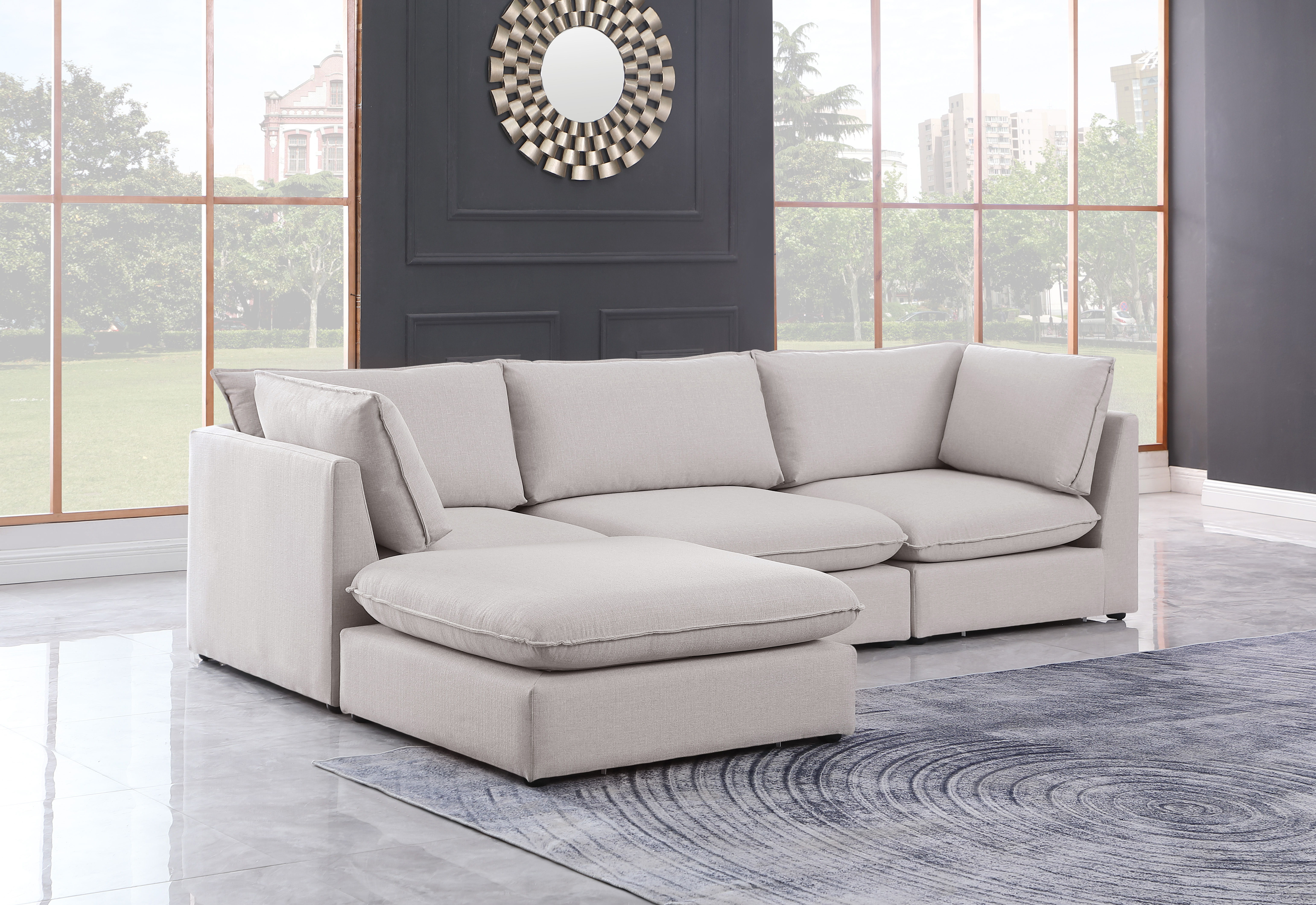 Mackenzie - 4 Piece Modular Sectional With Chaise - Beige
