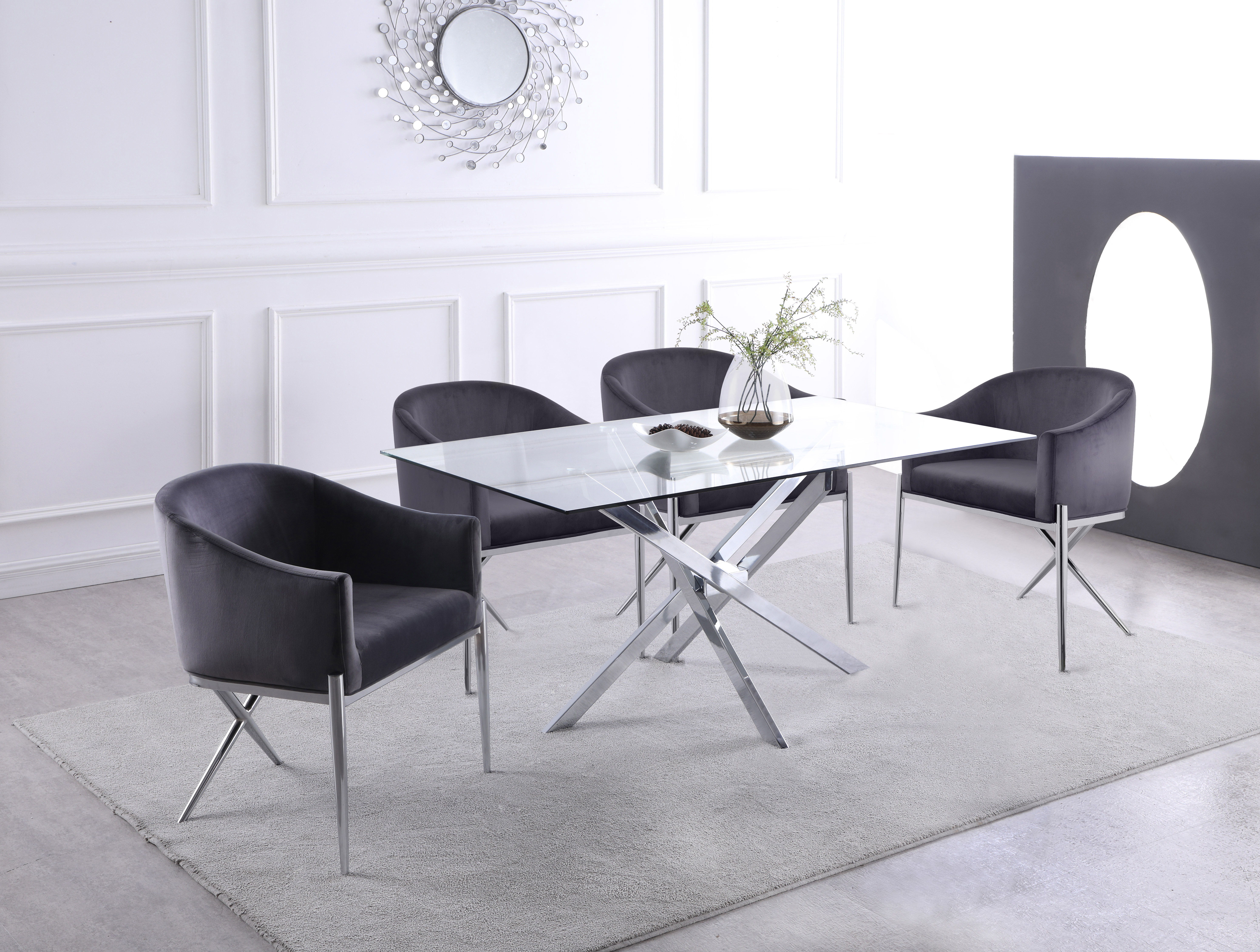 Xander - Metal Dining Table - Pearl Silver