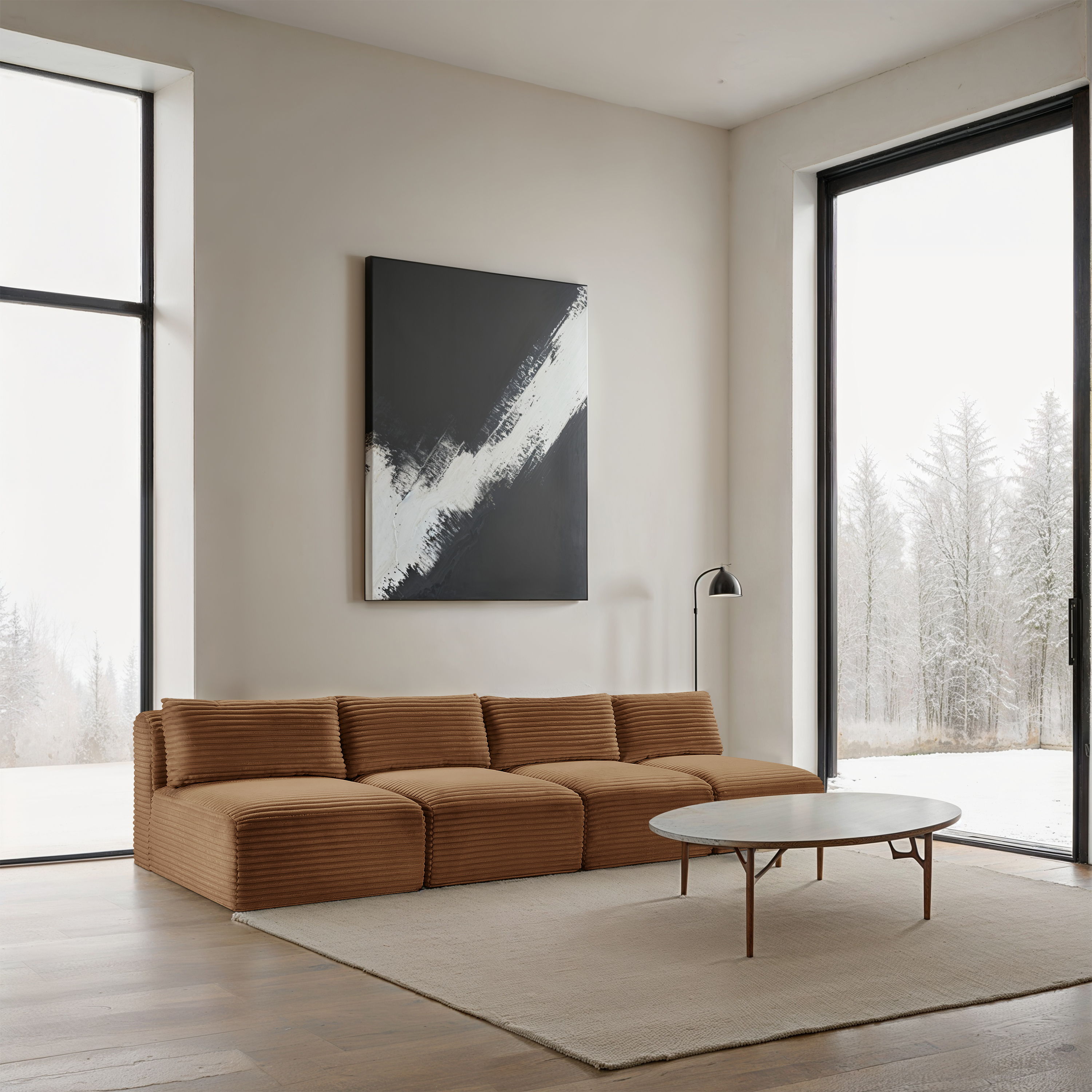 Shaggy - 4 Piece Modular Armless Sofa - Saddle