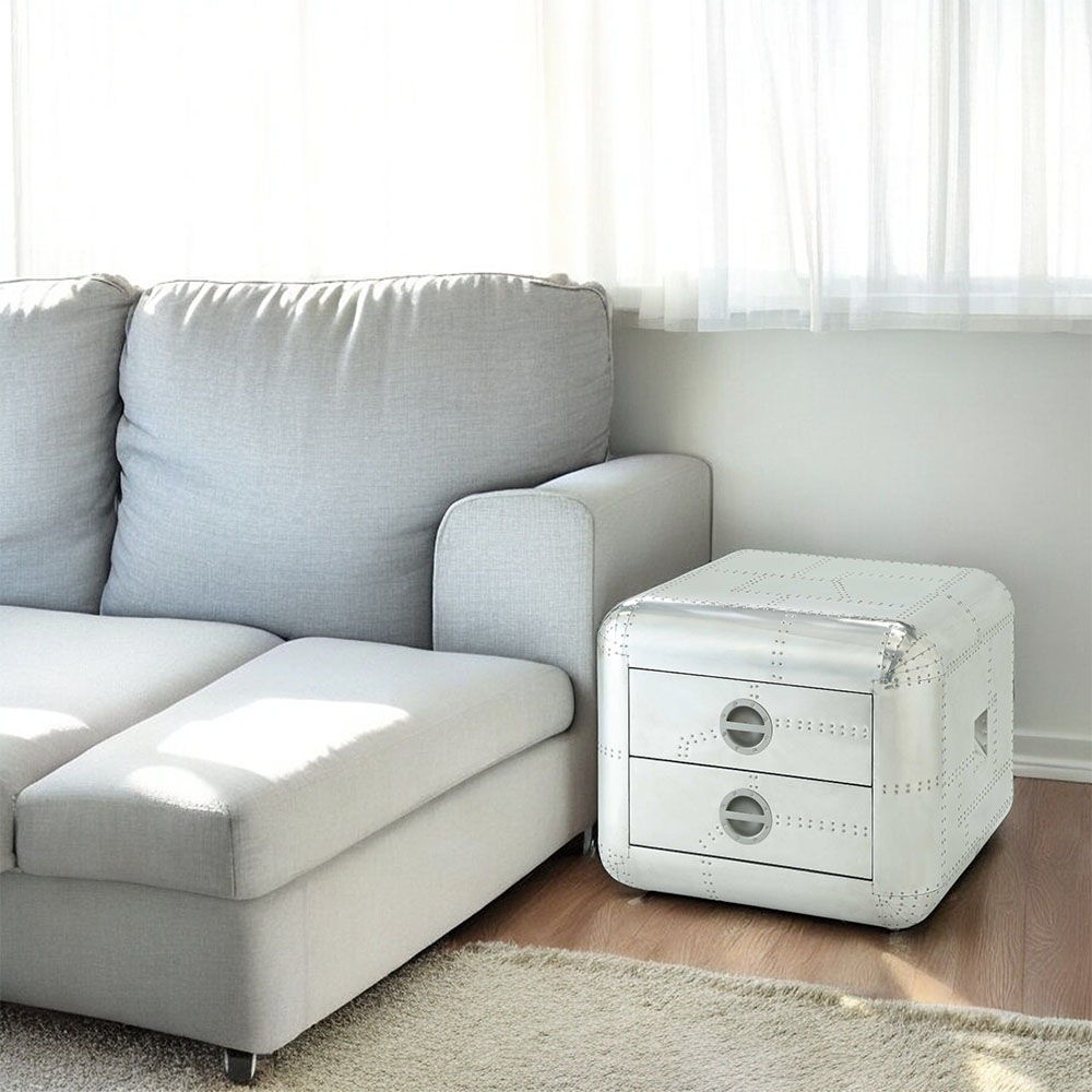 Brancaster - 22" End Table - Aluminum, silver, view 3