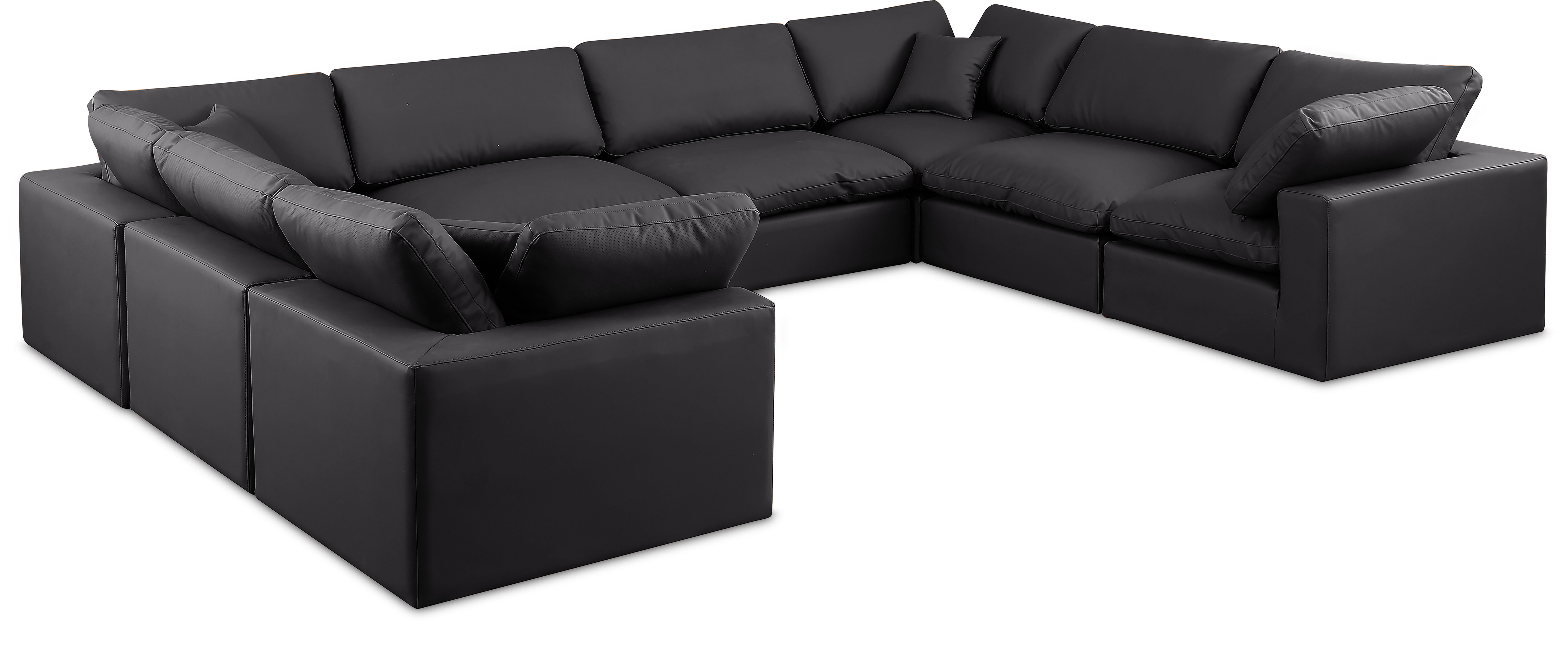 Comfy - 8 Piece Faux Leather Modular Sectional - Charcoal