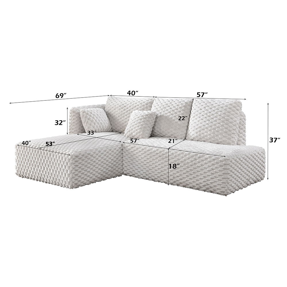 Manya - Sectional Sofa - Ivory Corduroy, white, view 6