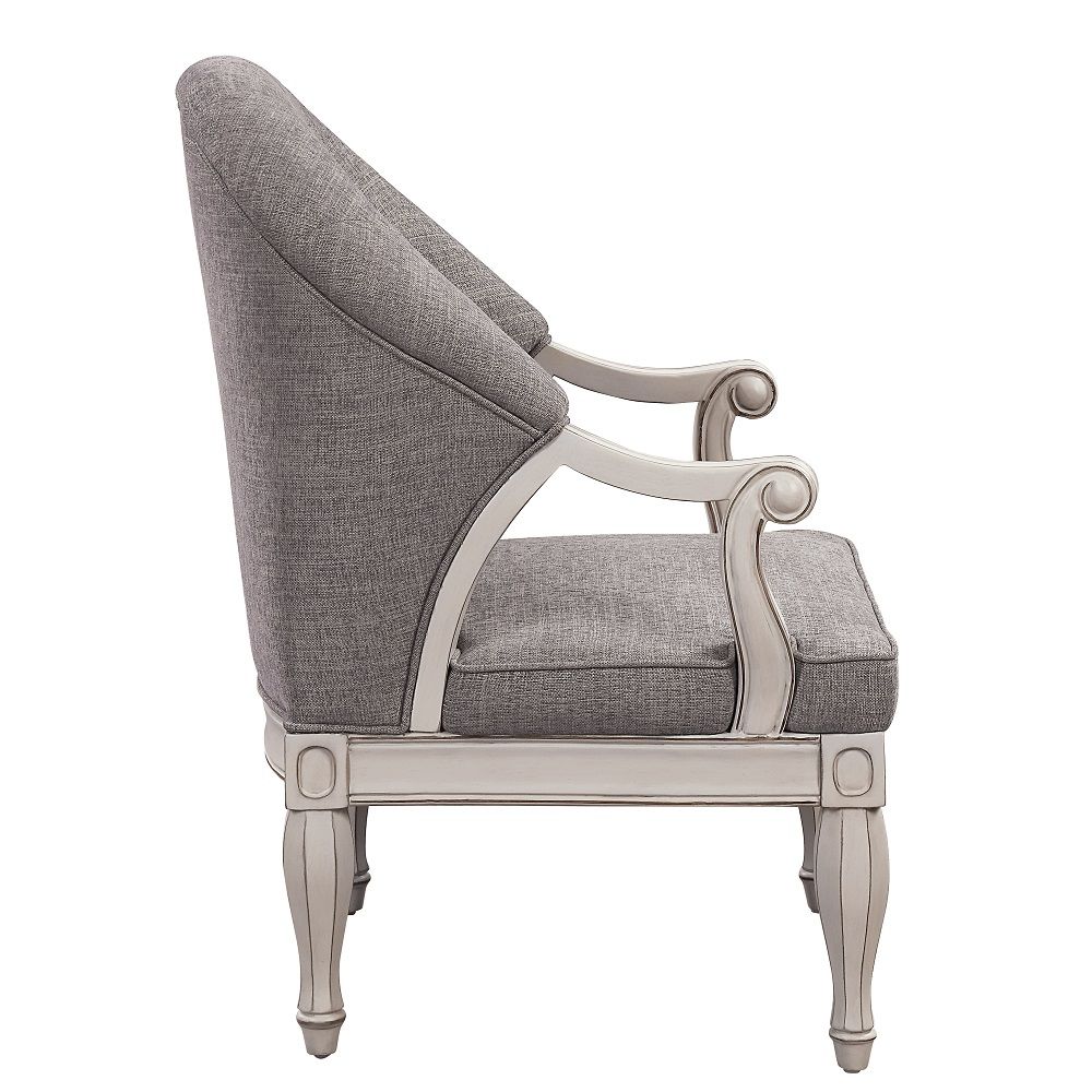 Florian - Chair - Gray Fabric & Antique White, gray, view 3