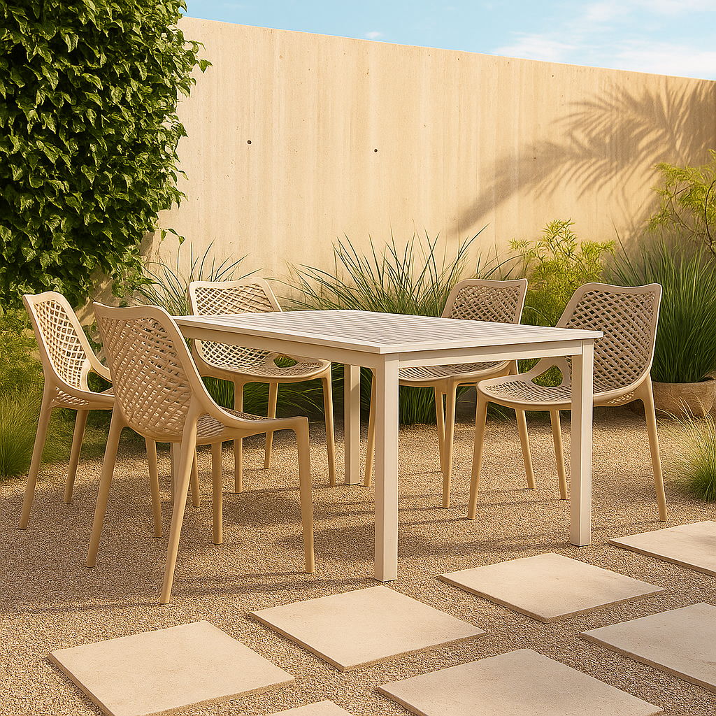 Mykonos - Plastic Outdoor Patio Dining Chair (Set of 4) - Taupe
