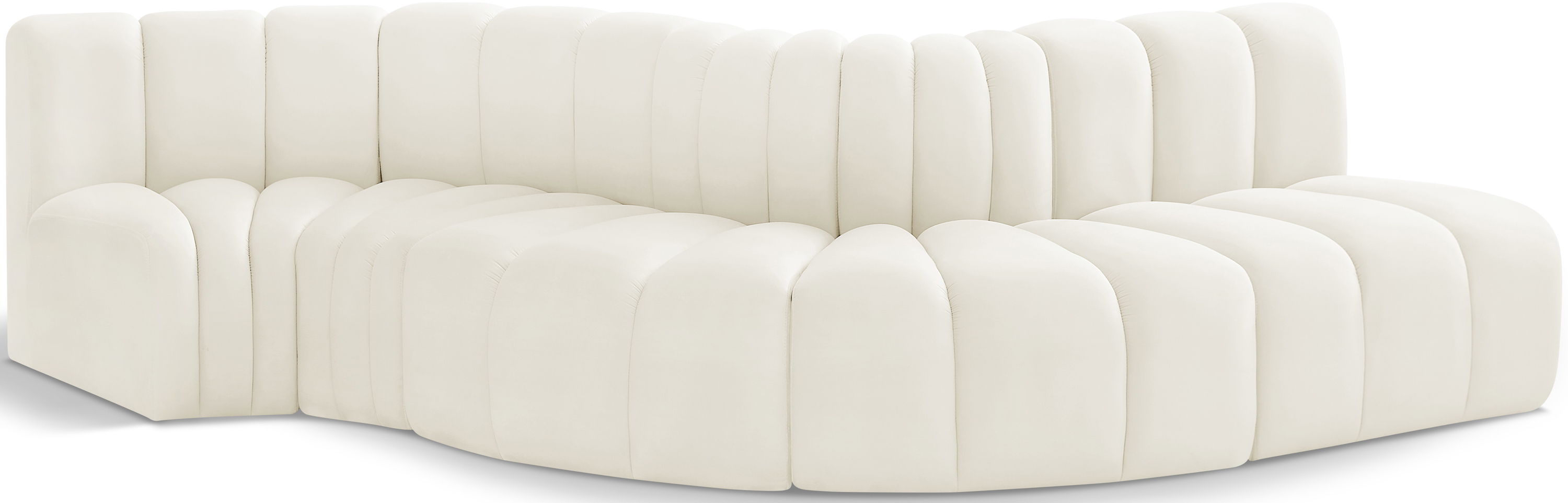 Arc - Velvet 5 Piece Modular Sofa - Cream