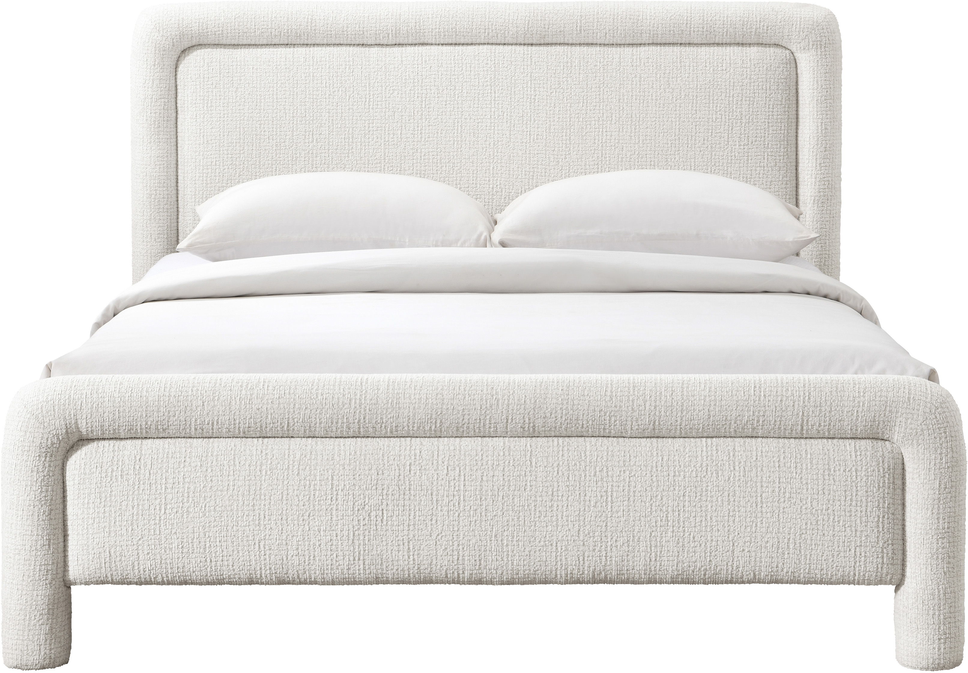 Baylor - Fabric With Interwoven Chenille Upholstered King Bed - Cream