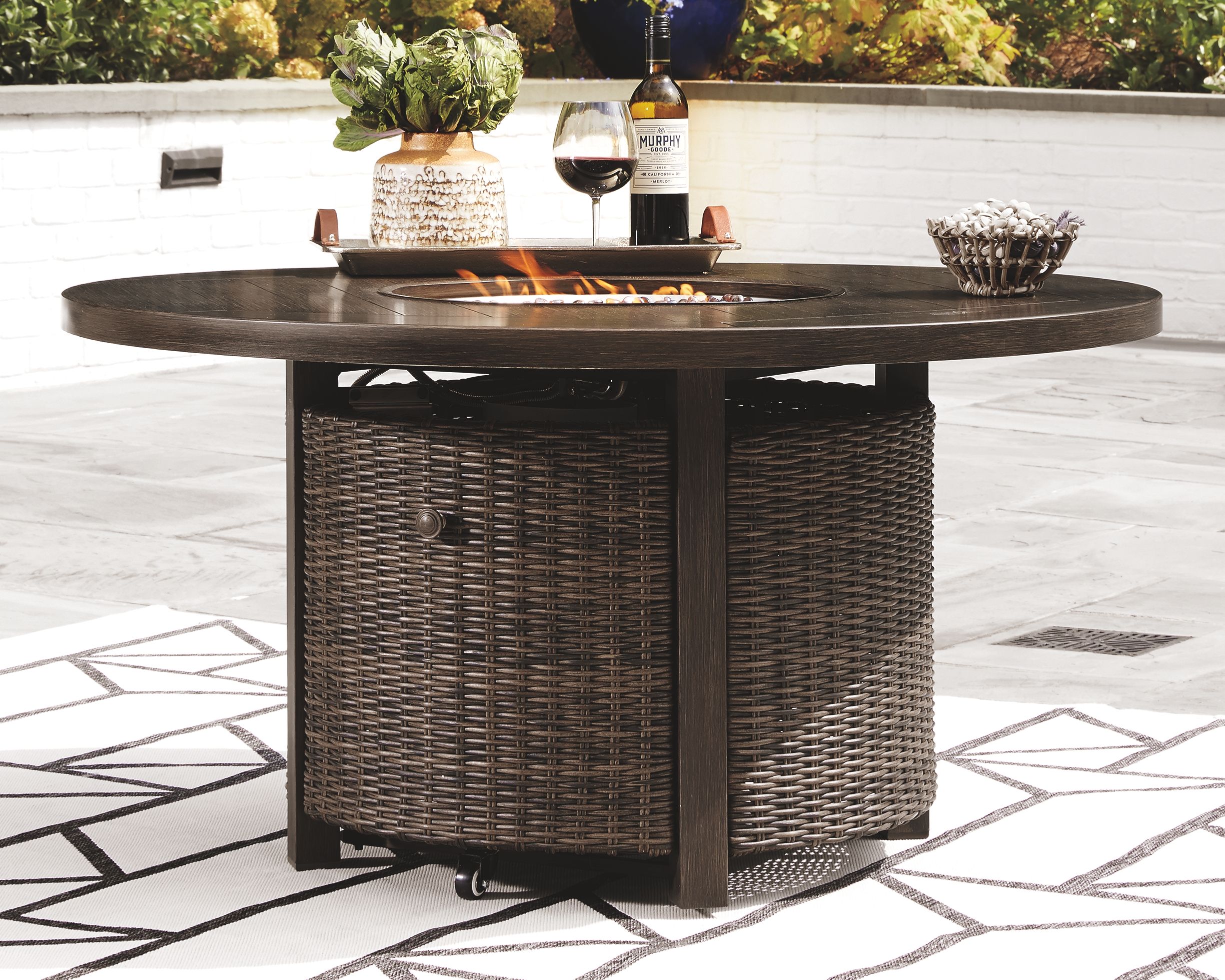 Ashley Furniture Paradise Trail - Round Fire Pit Table - Medium Brown - Image 2