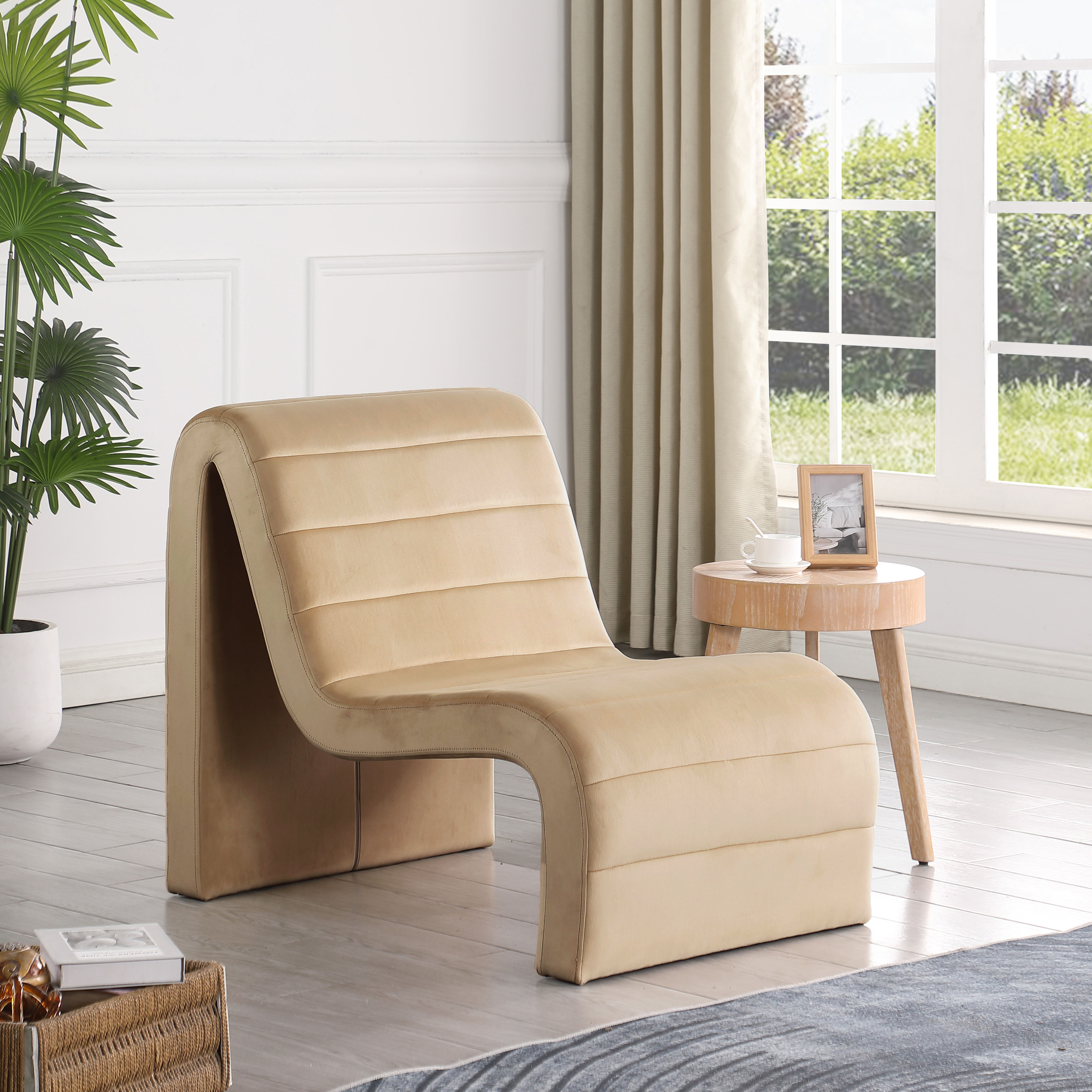 Ivy - Velvet Accent Chair - Camel