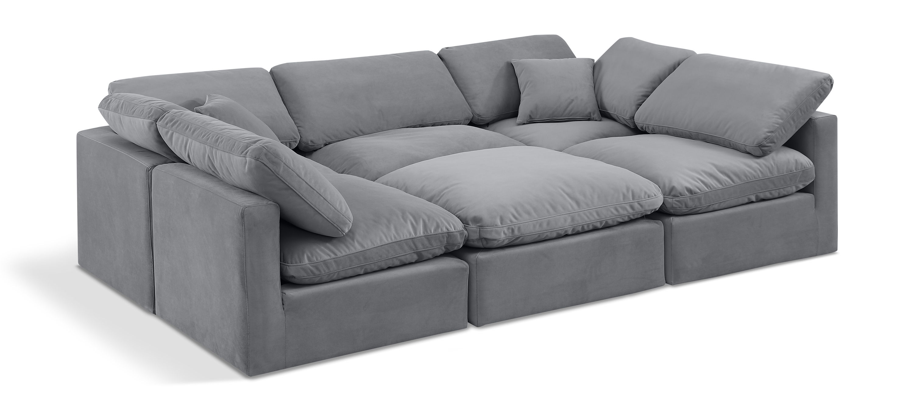 Indulge - Velvet 6 Piece Modular Sectional - Gray