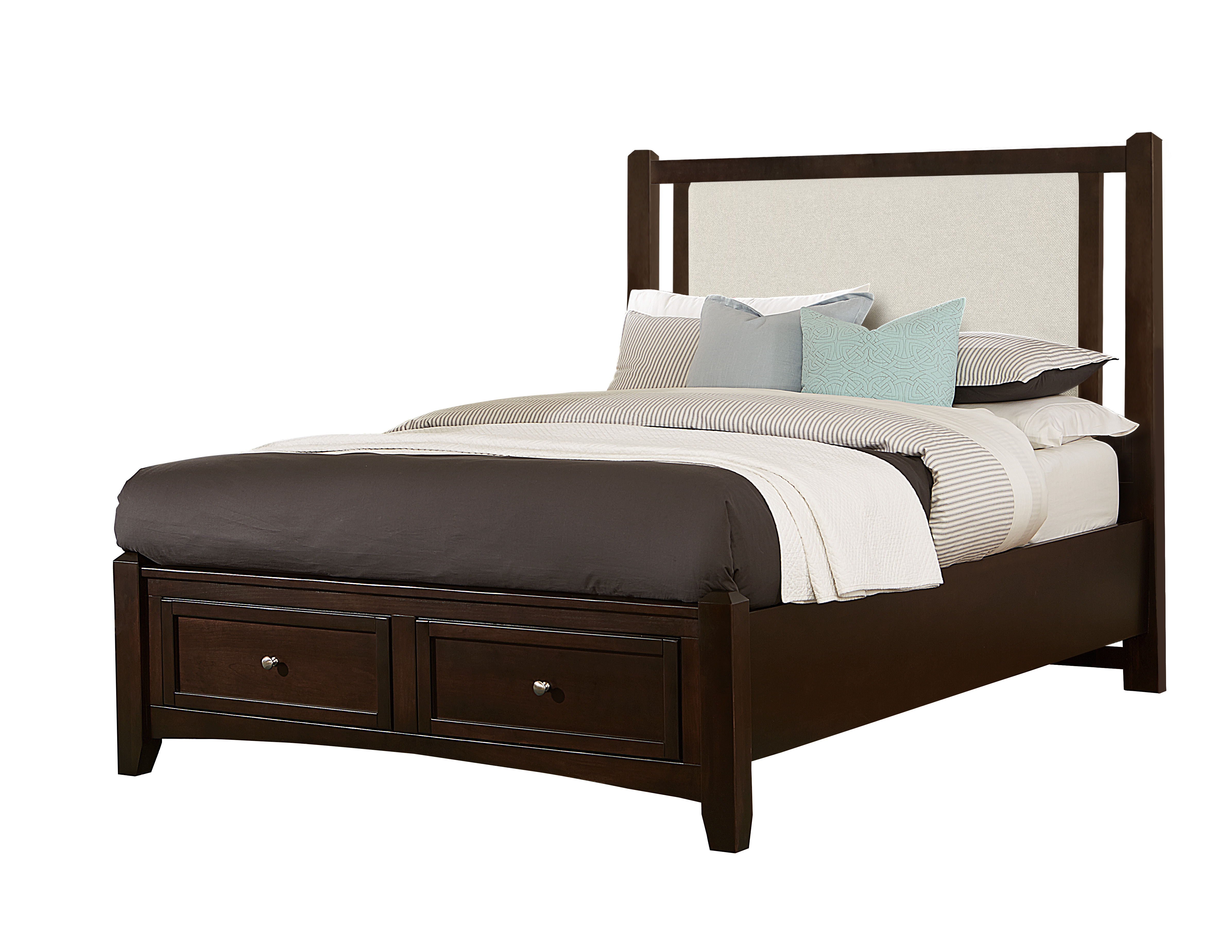 Vaughan-Bassett Bonanza - Full Size Linen Upholstered Bed With Storage Footboard - Merlot