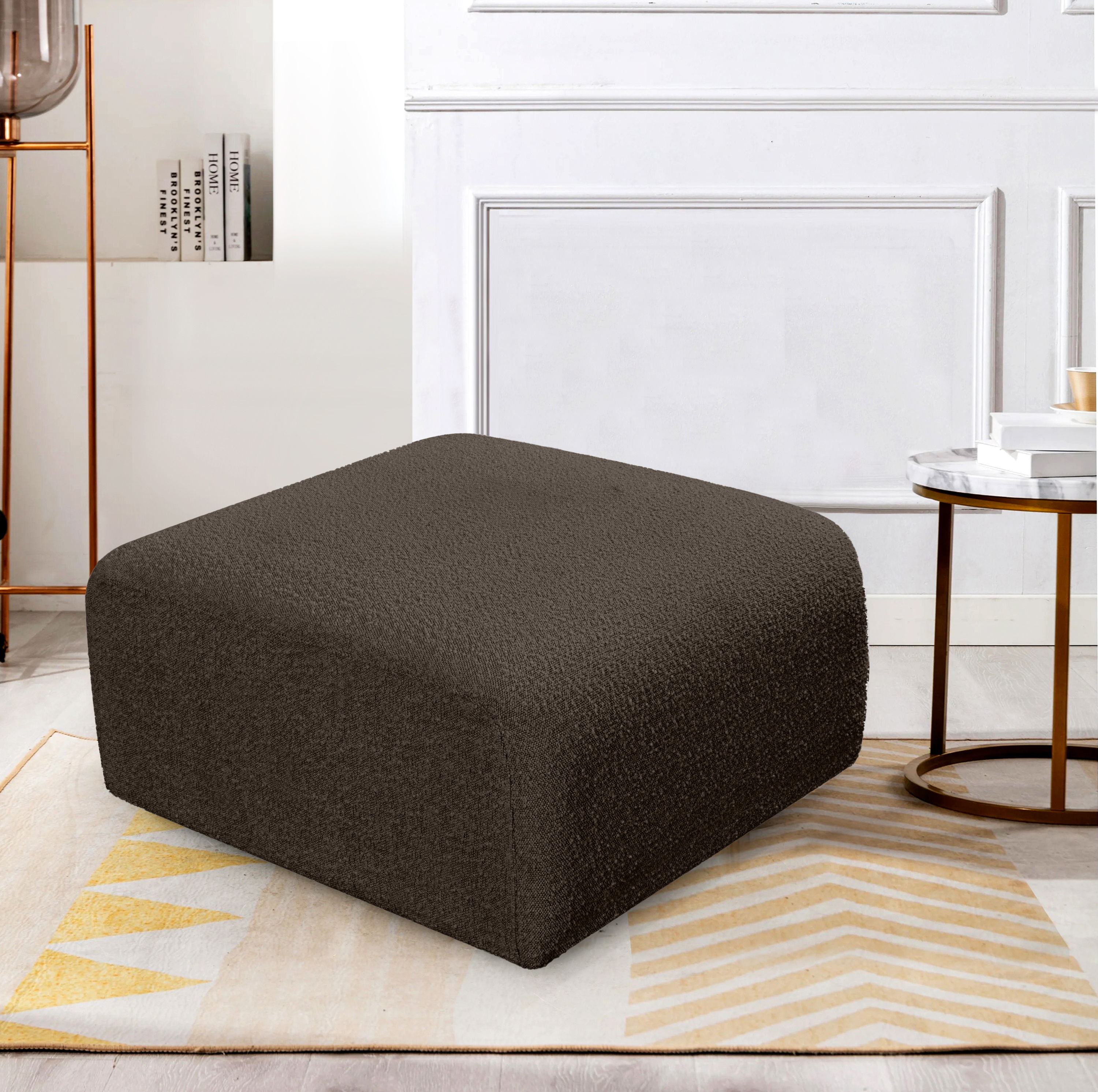 Arc - Boucle Fabric Ottoman - Brown