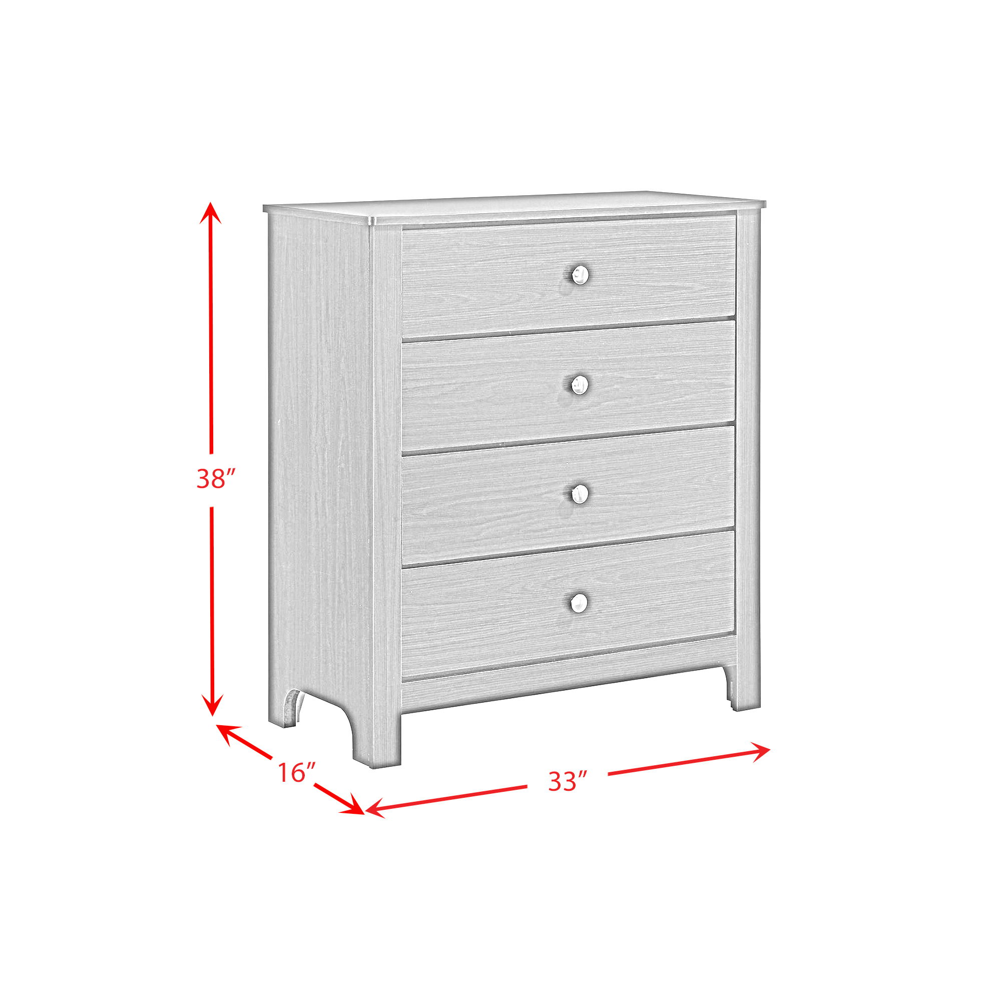 Sami - Youth 4-Drawer Chest - White