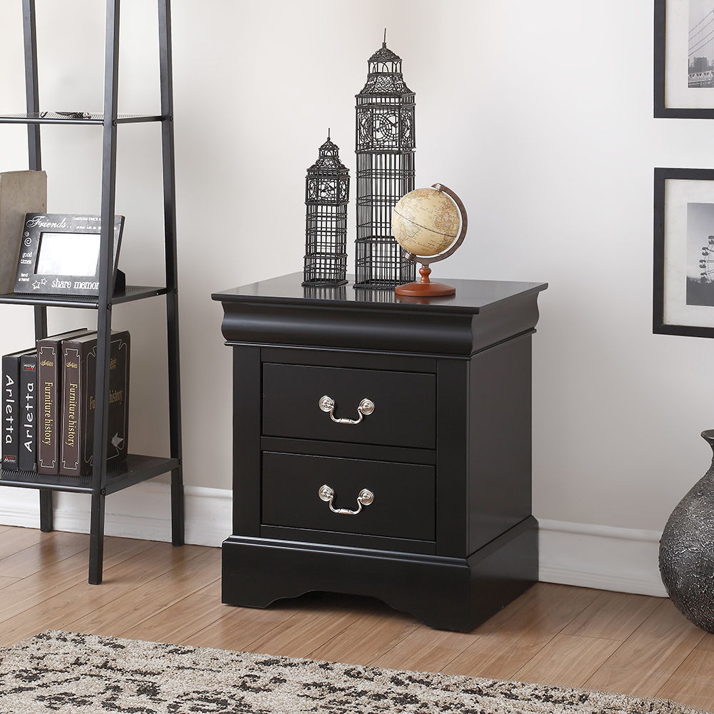 Louis Philippe III - Nightstand - Black, black