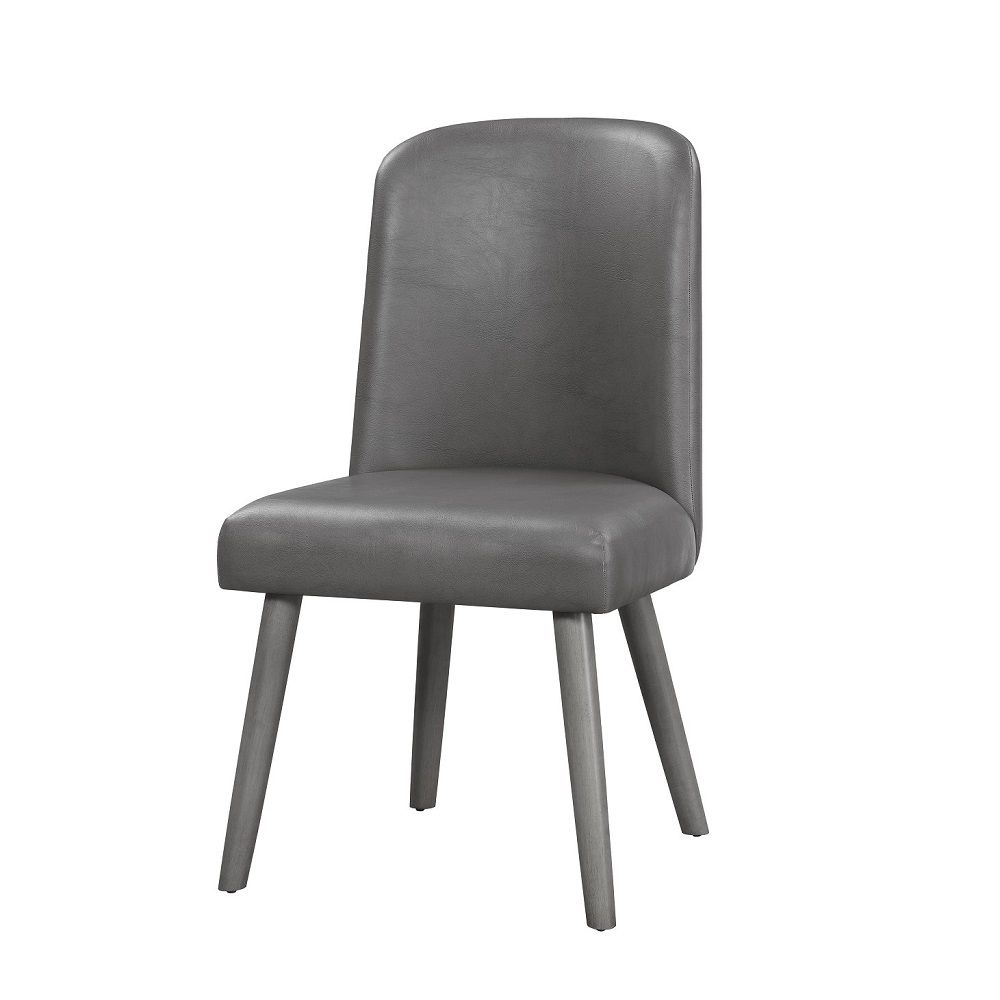 Waylon - Side Chair (Set of 2) - Gray Synthetic Leather & Gray Oak, dark gray