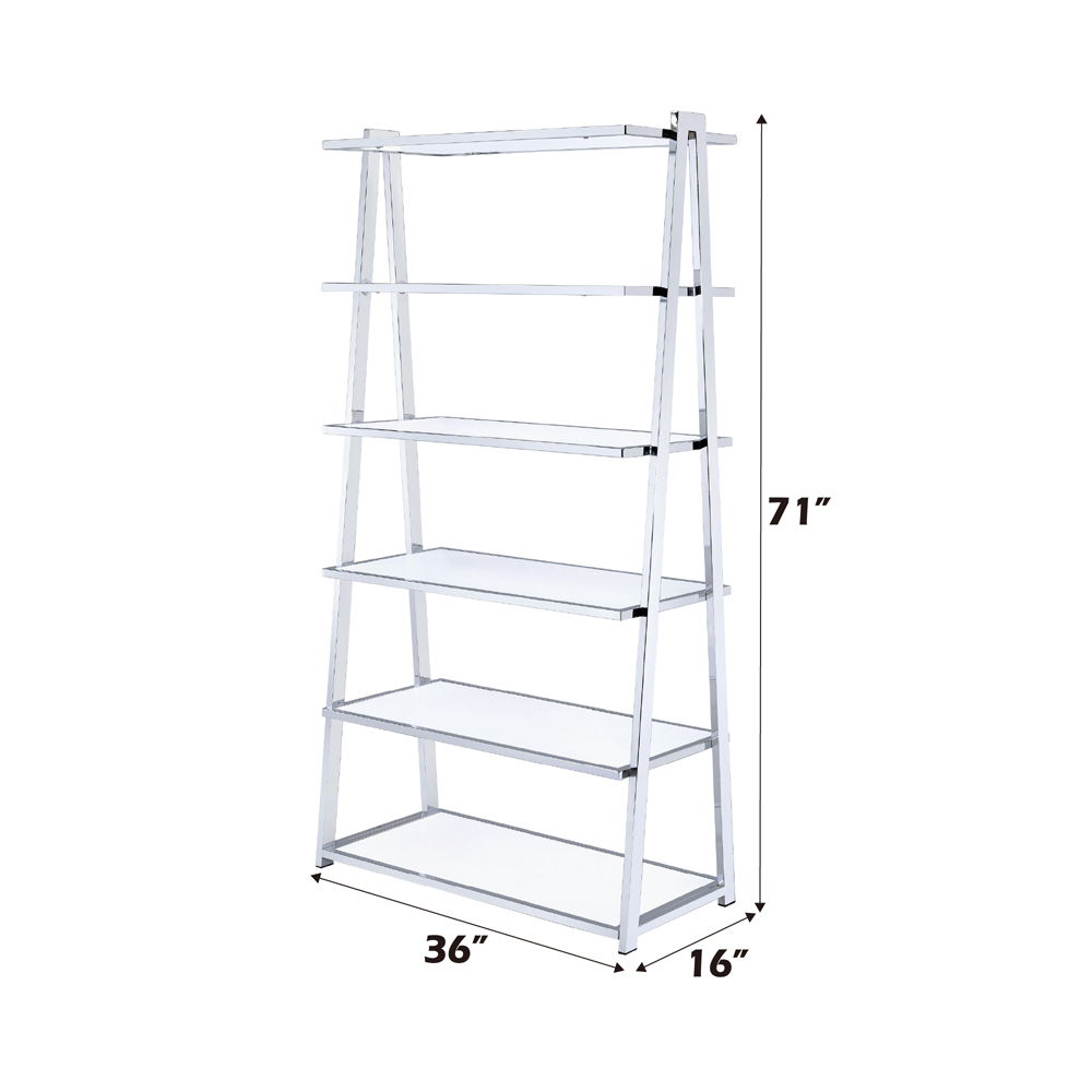 Coleen - Bookshelf - White High Gloss & Chrome, white, view 4