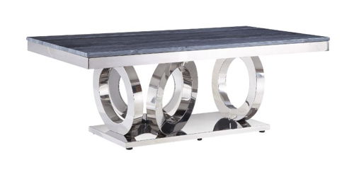 Zasir - Coffee Table - Gray Printed Faux Marble Top & Mirrored Silver, dark gray